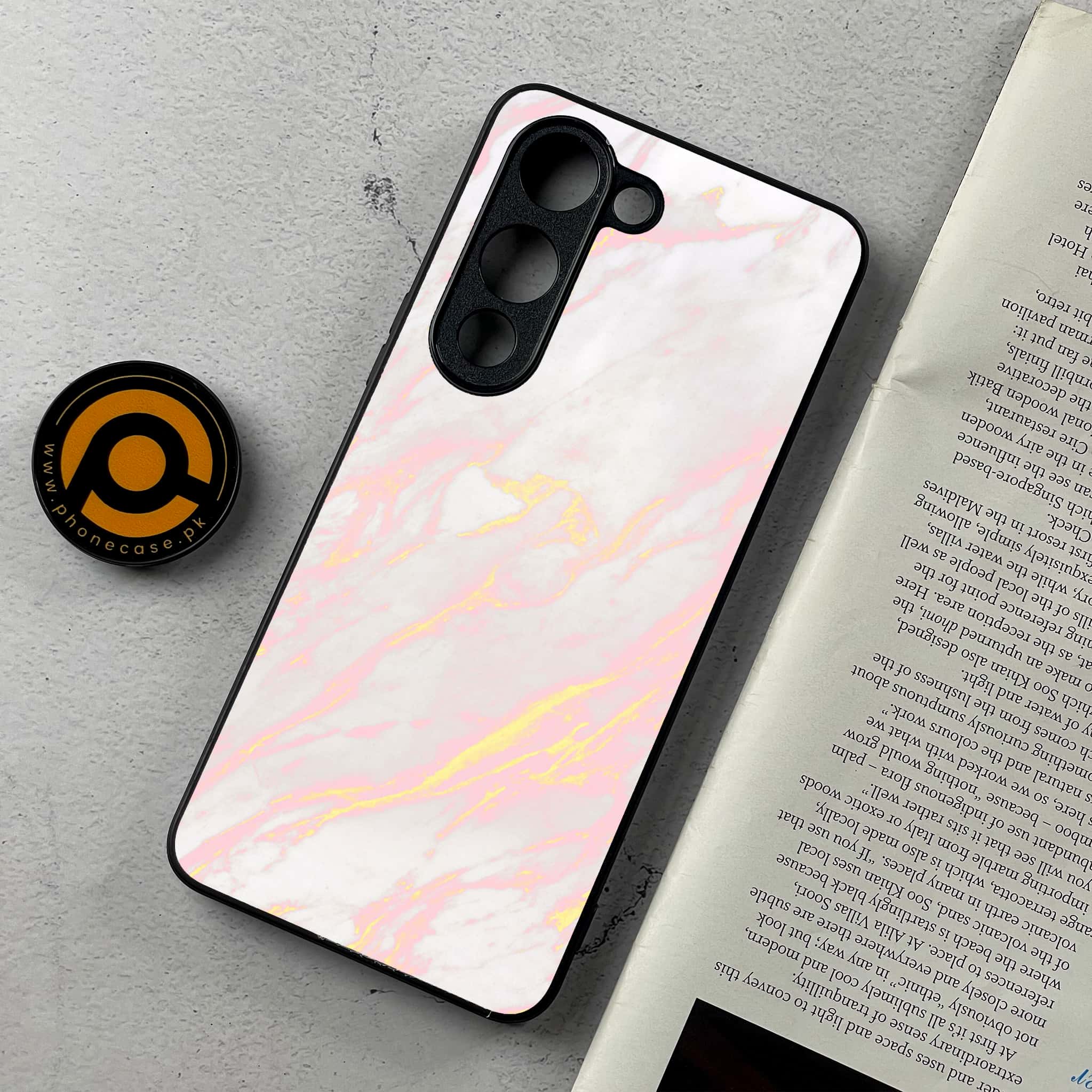 Vivo Y04 - Pink Marble Series - Premium Metal Printed Soft Bumper Shockproof Case
