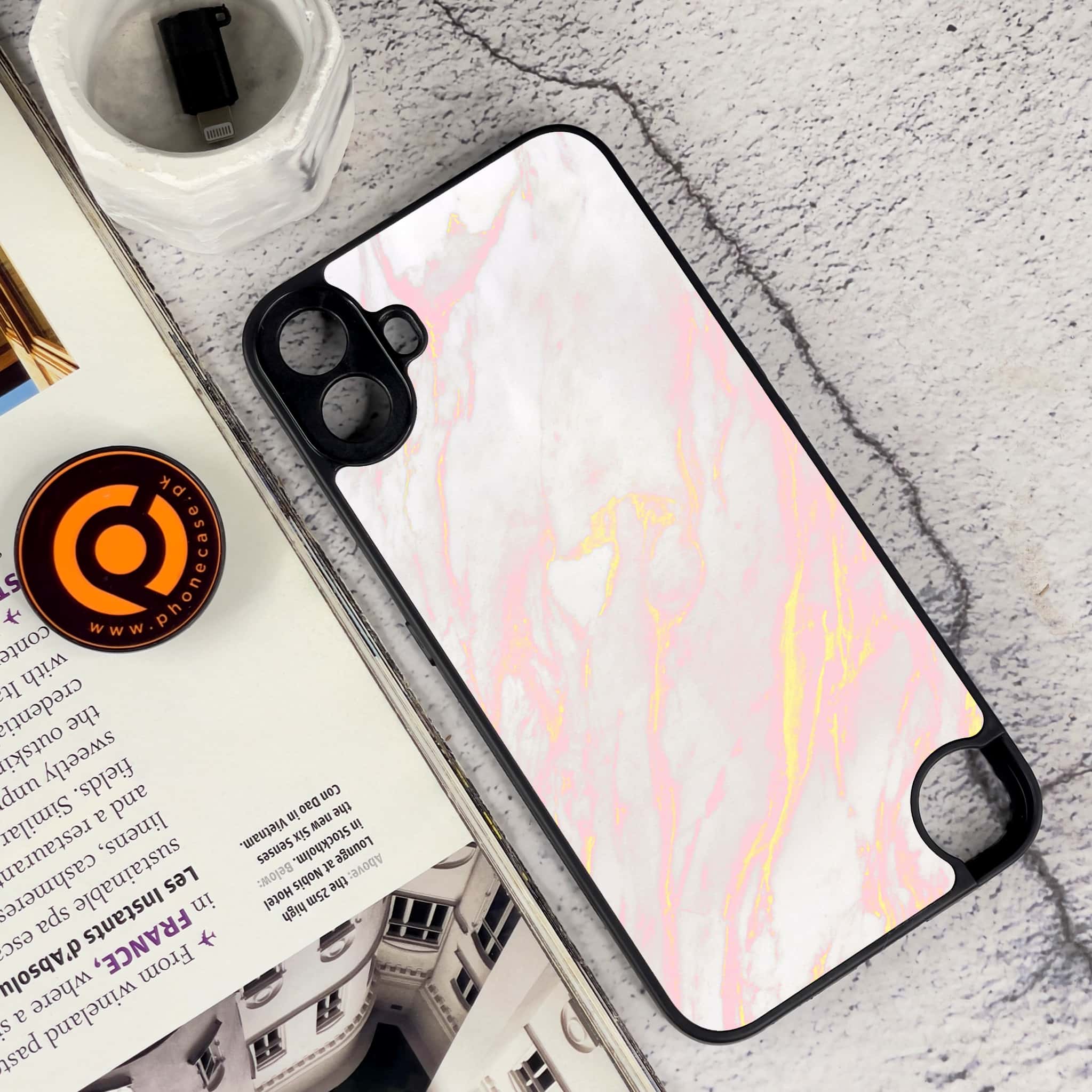 Nothing CMF Phone 1 - Pink Marble Series - Premium Metal Printed soft Bumper Shock Proof Case