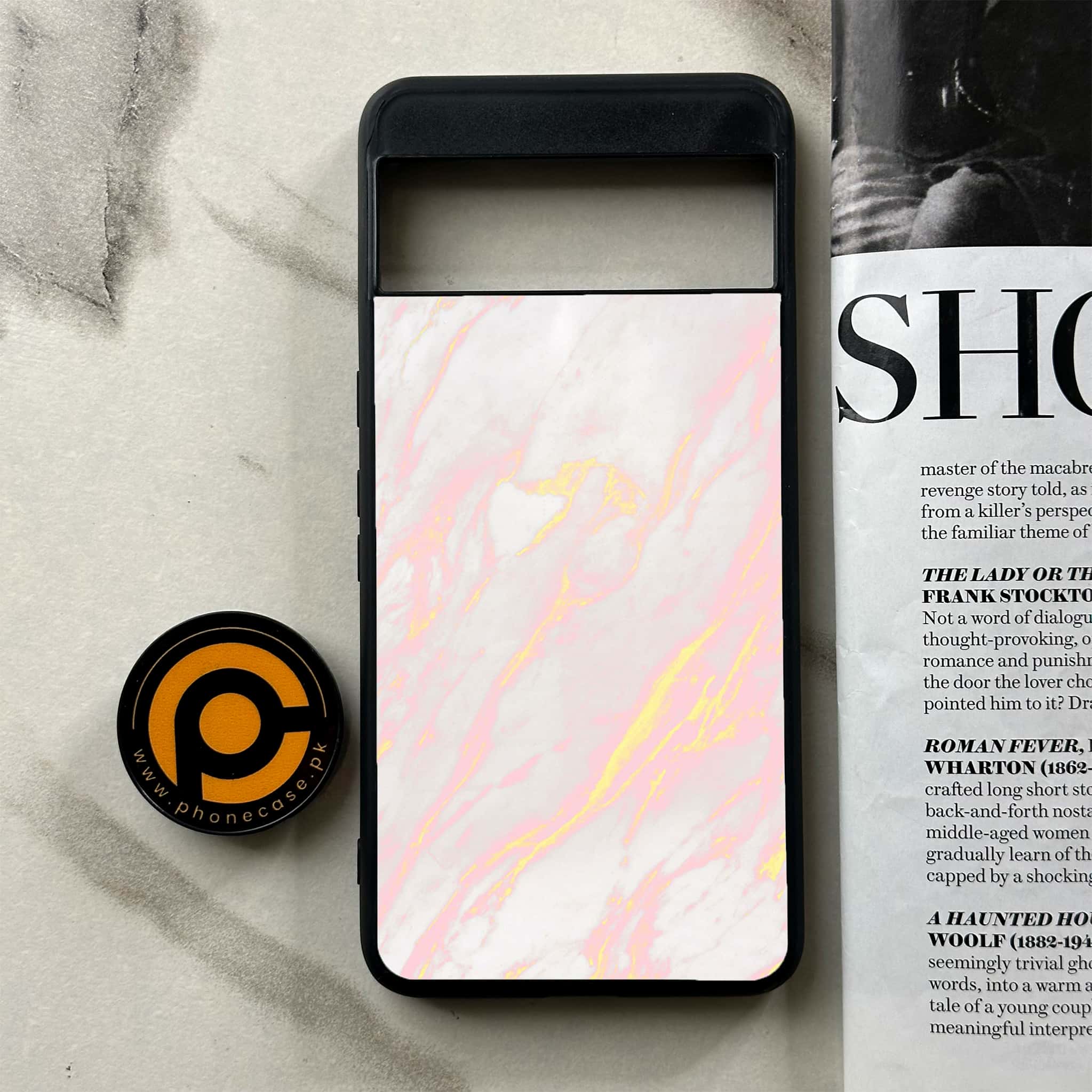 Google Pixel 8a - Pink Marble Series - Premium Printed soft Bumper Shock Proof Case