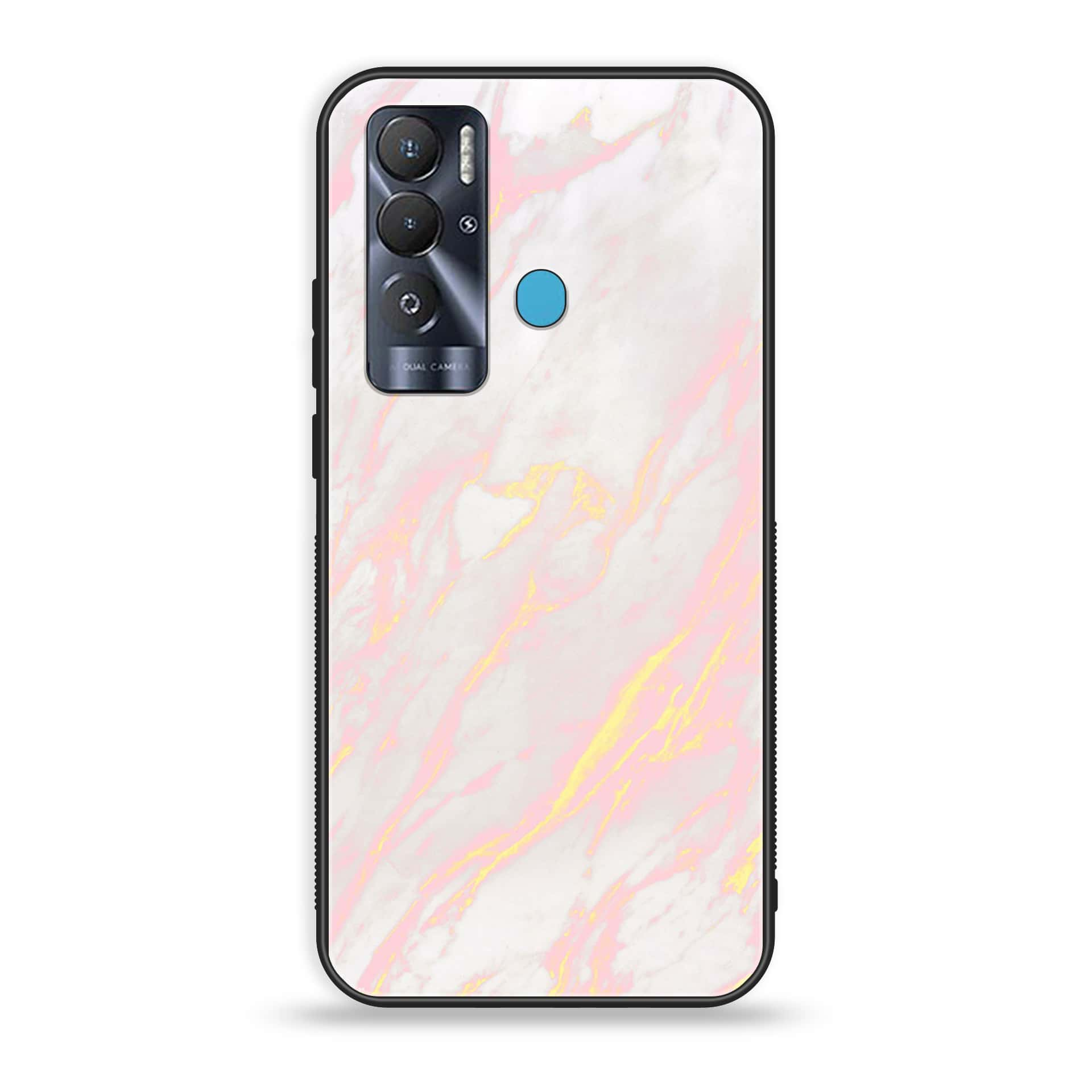 Tecno Pova Neo Pink Marble Premium Printed Glass soft Bumper shock Proof Case