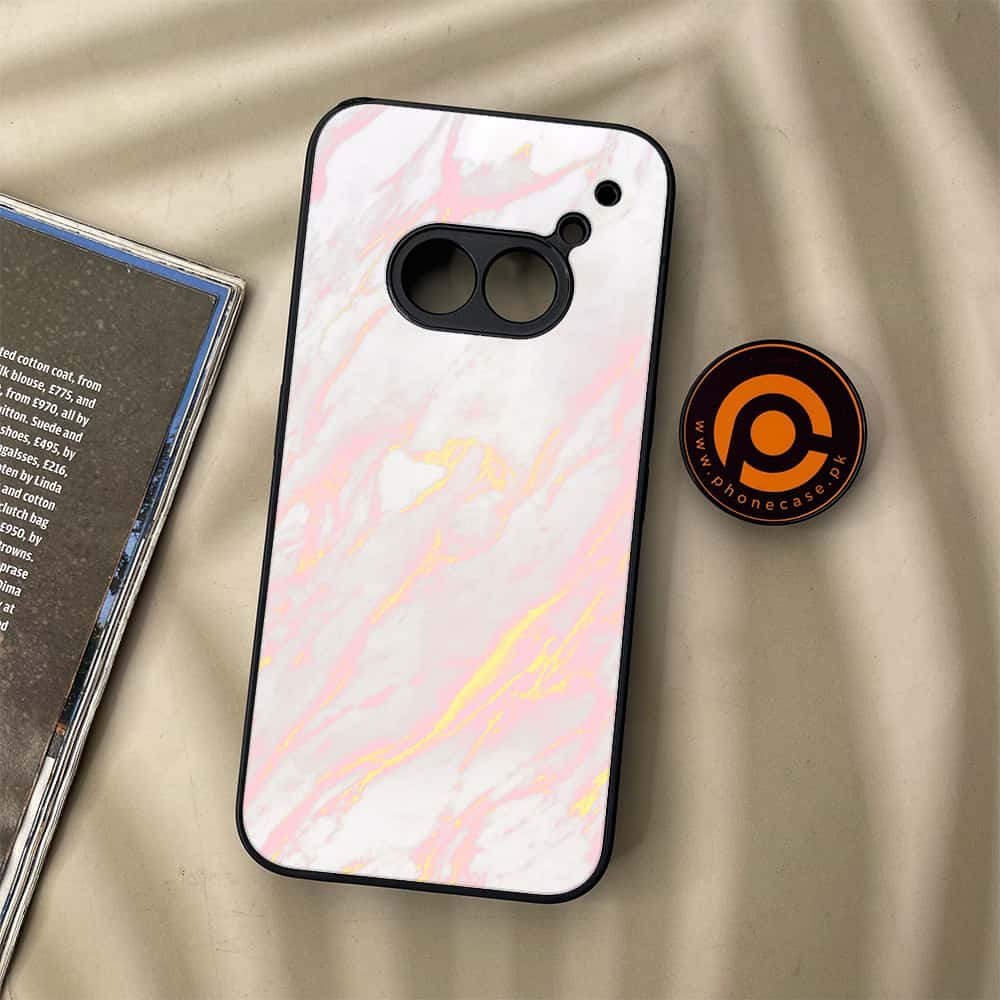 Nothing Phone (2a) - Pink Marble Series - Premium Metal Printed soft Bumper Shock Proof Case