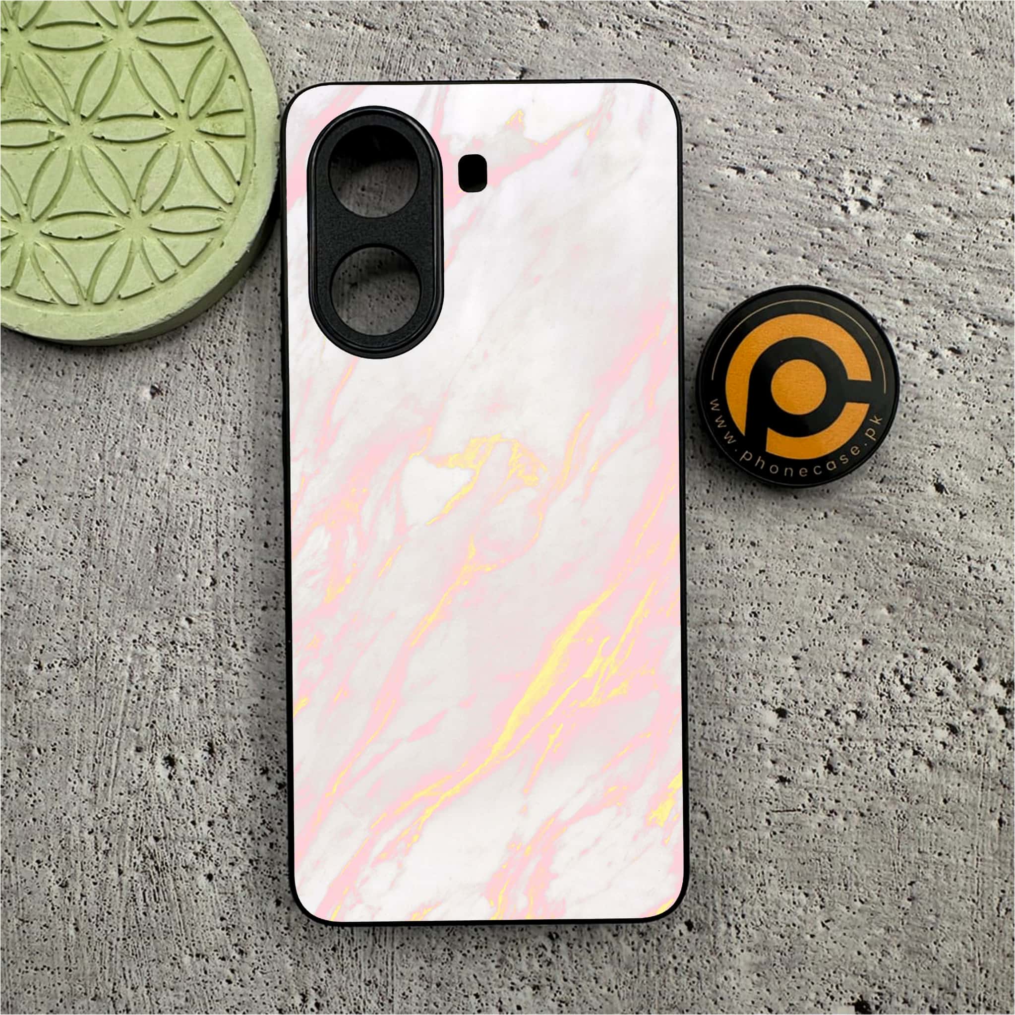 Xiaomi Poco X7 Pro 5G - Pink Marble Series - Premium Metal Printed soft Bumper shock Proof Case