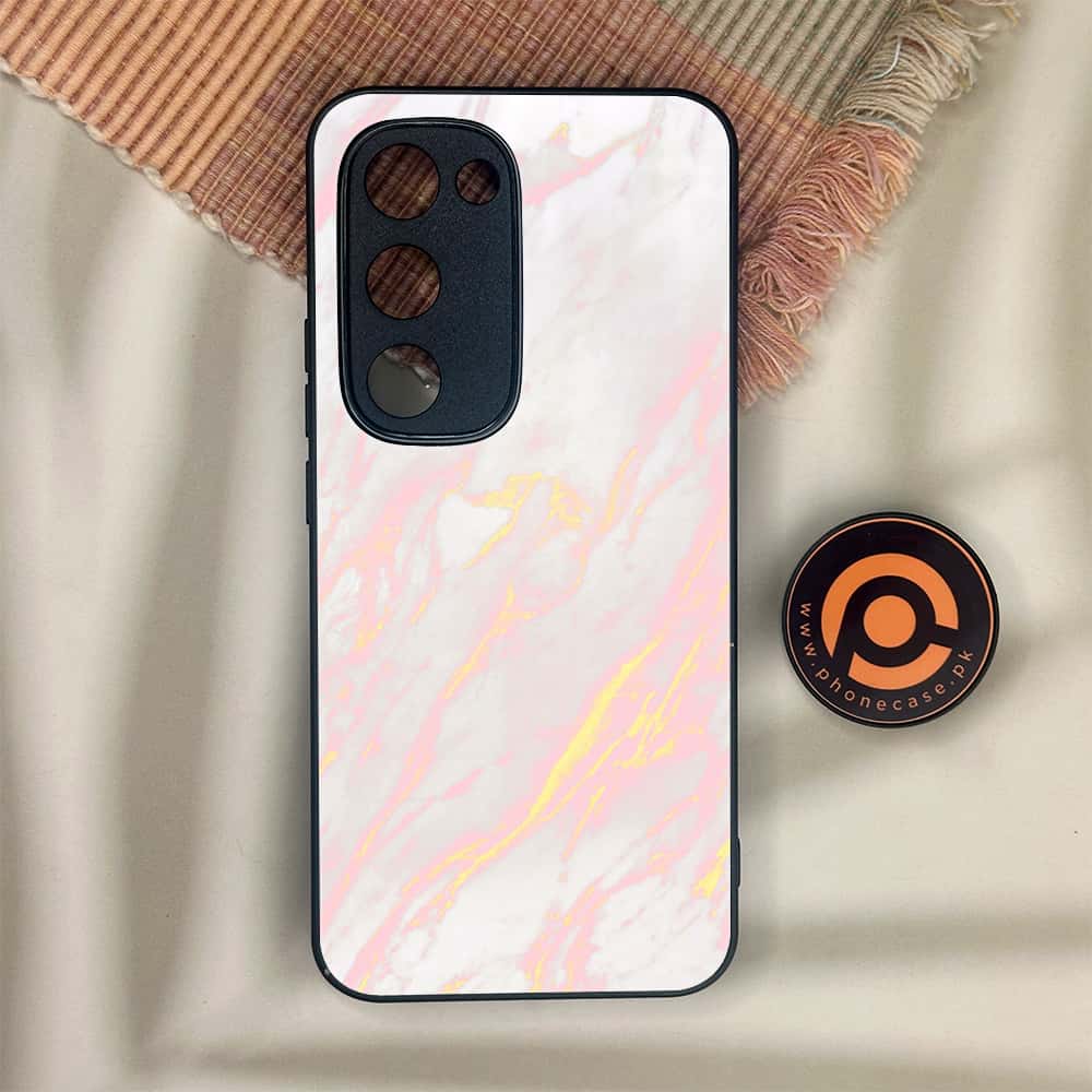 Tecno Spark 40 Pro Plus - Pink Marble Series - Premium Metal Printed soft Bumper shock Proof Case