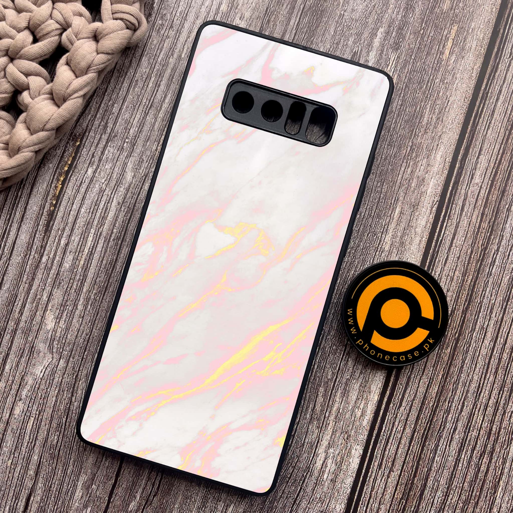 Samsung Galaxy Note 8 - Pink Marble Series - Premium Metal Printed soft Bumper shock Proof Case