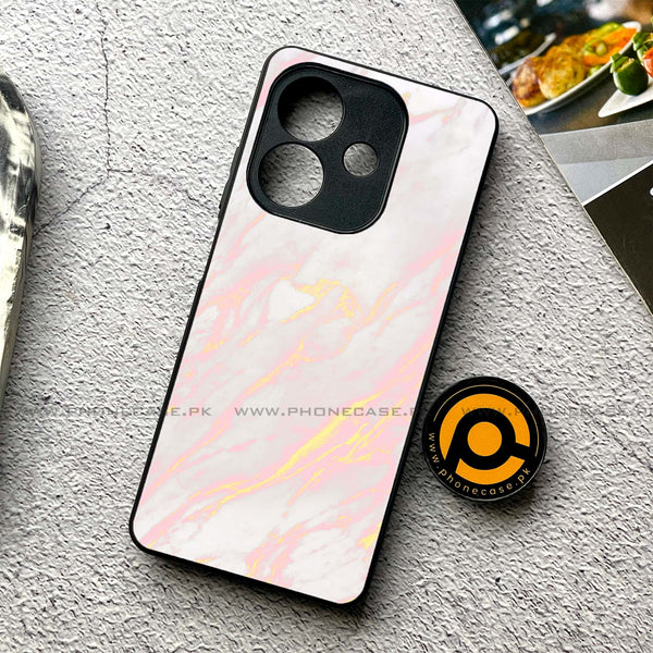 Oppo A3 2024 - Pink Marble Series Design 7- Premium Printed Glass soft Bumper shock Proof Case CS-43525