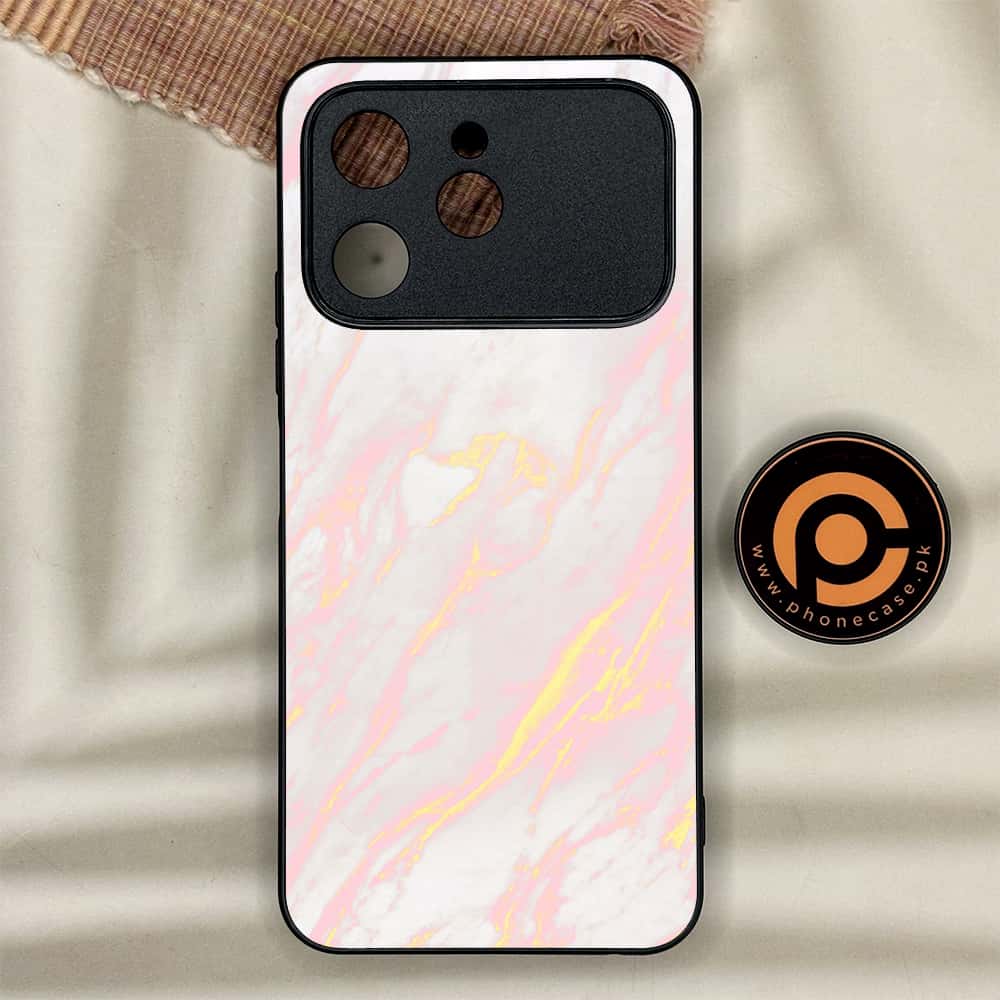 Tecno Spark 40 - Pink Marble Series - Premium Metal Printed soft Bumper shock Proof Case