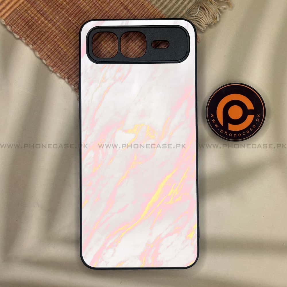 Infinix Smart 10 Plus - Pink Marble Series - Premium Metal Printed soft Bumper shock Proof Case