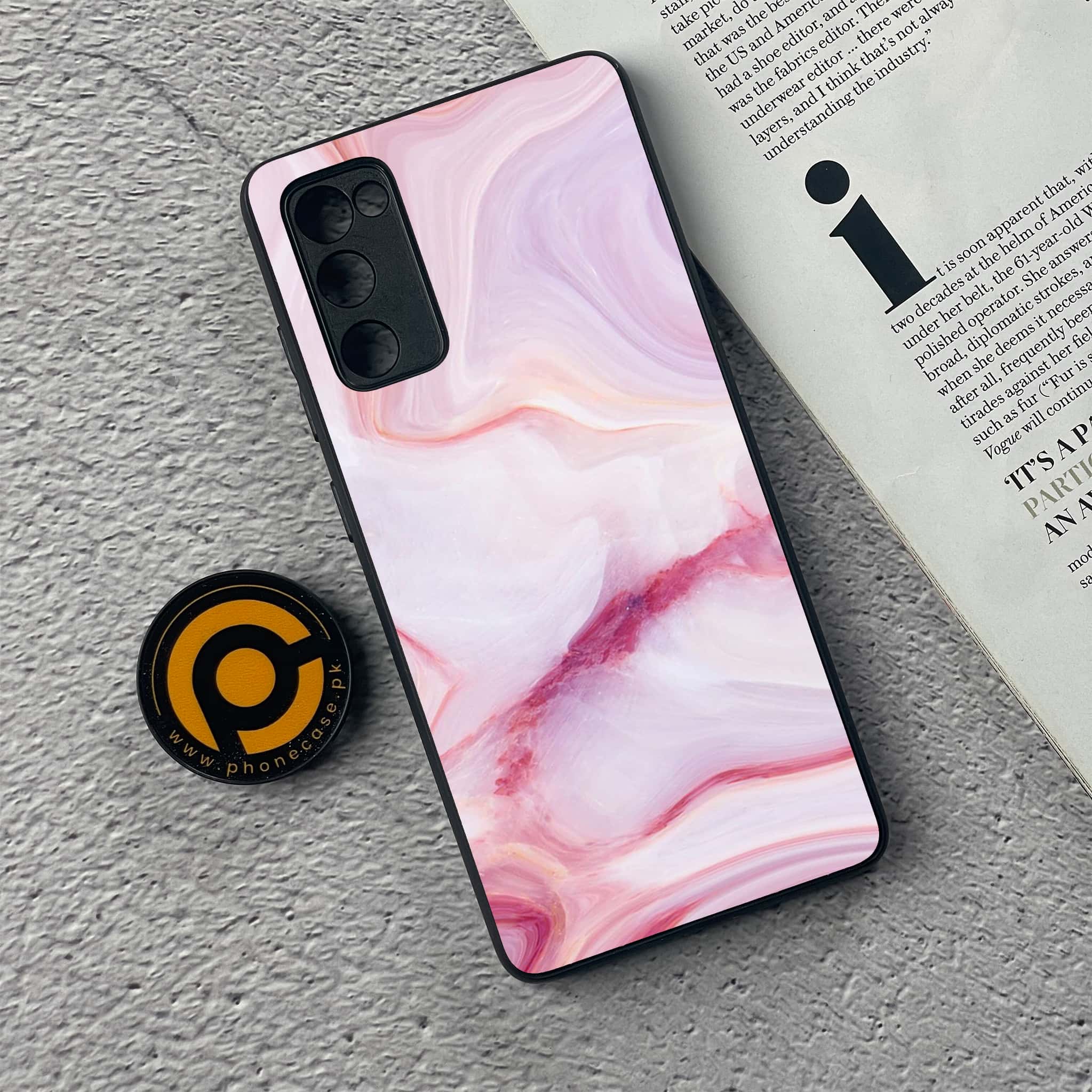 Galaxy S20 FE - Pink Marble Series - Premium Printed Glass soft Bumper shock Proof Case
