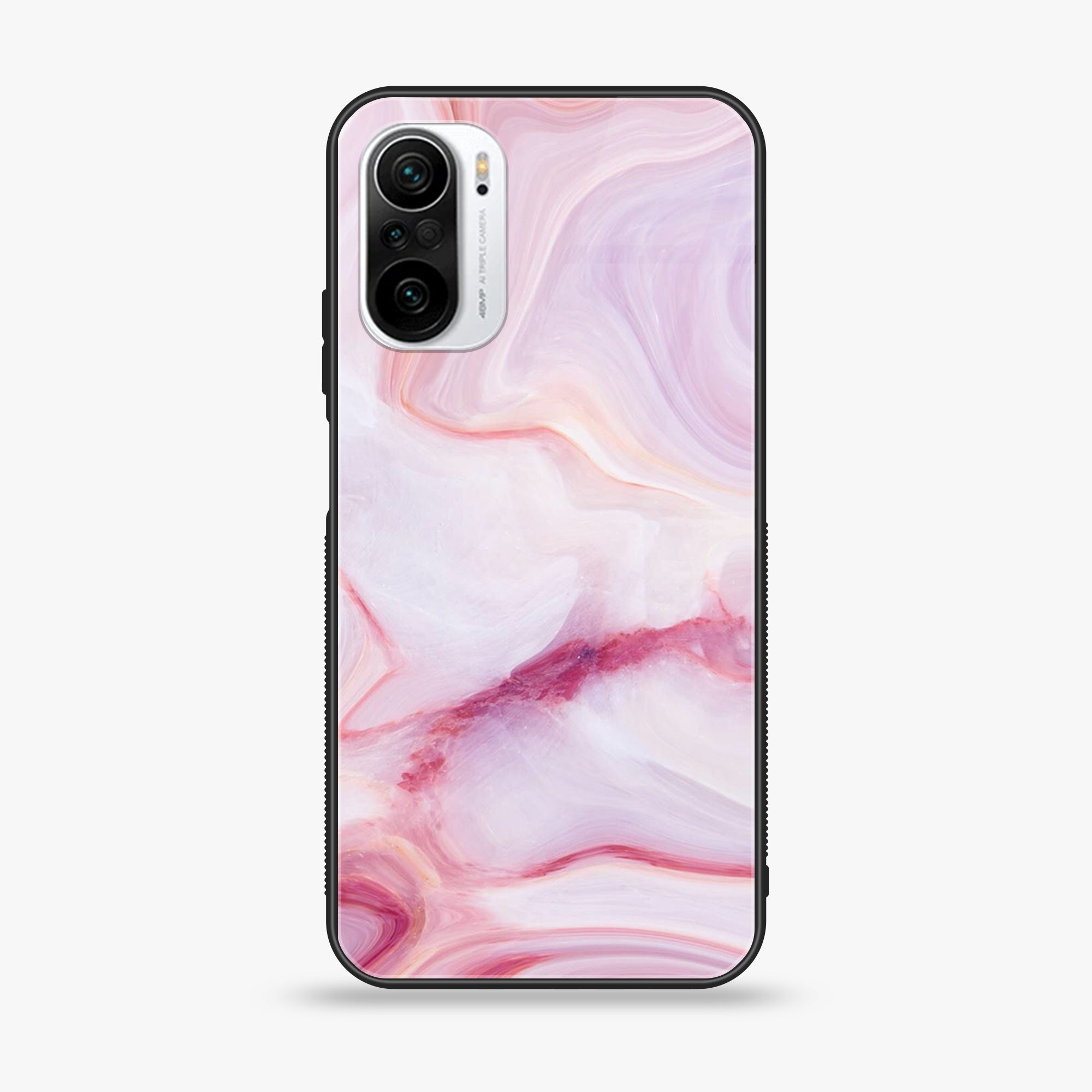 Xiaomi Poco F3 - Pink marble Series - Premium Printed Glass soft Bumper shock Proof Case