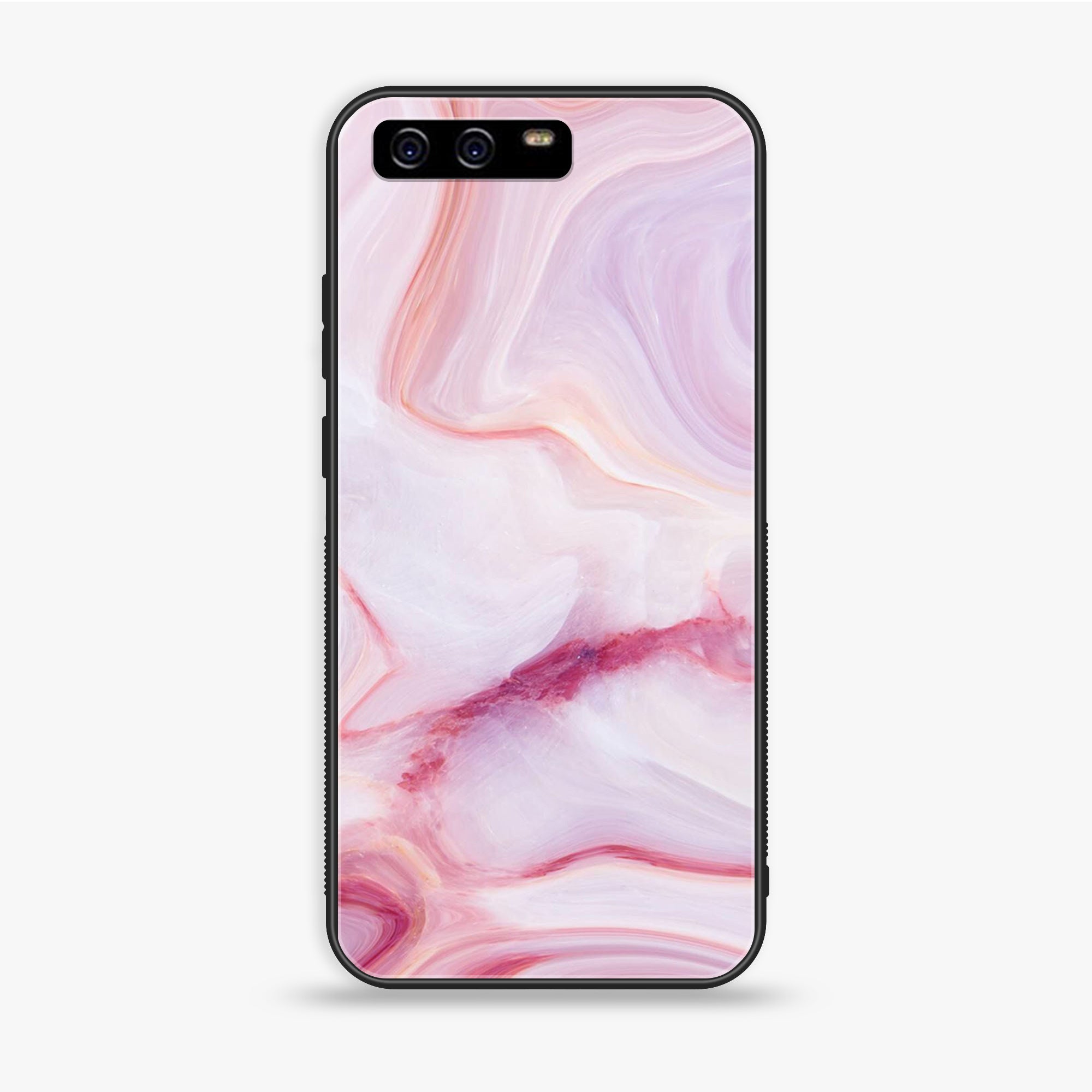 Huawei P10 Plus - Pink Marble Series - Premium Printed Glass Soft Bumper Shock Proof Case