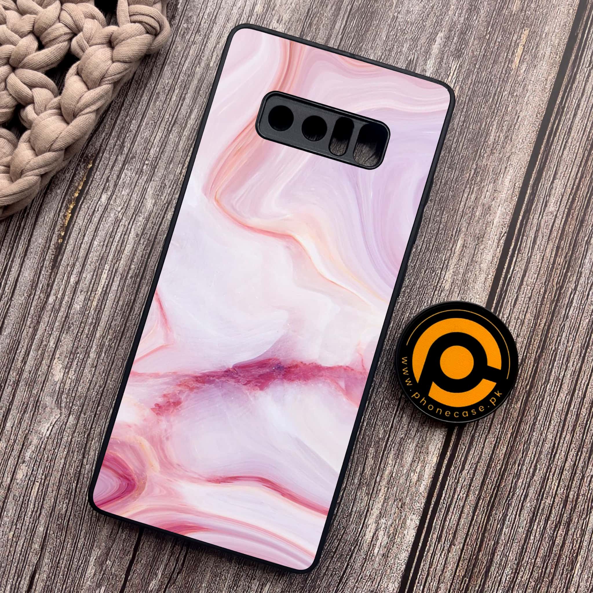 Samsung Galaxy Note 8 - Pink Marble Series - Premium Metal Printed soft Bumper shock Proof Case