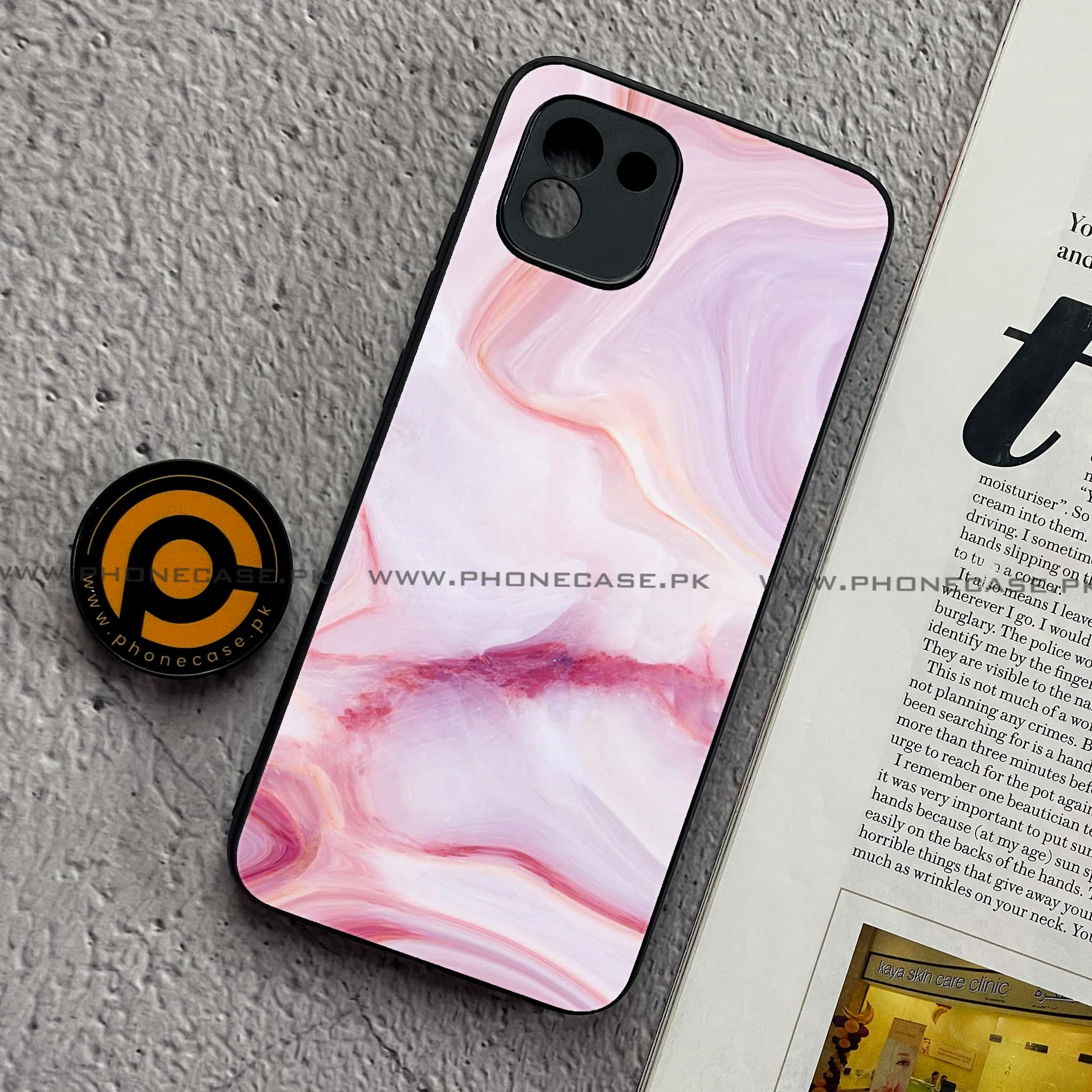 Samsung Galaxy A03 - Pink Marble Series - Premium Printed Glass soft Bumper shock Proof Case