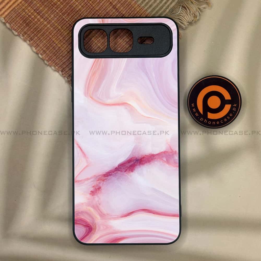 Infinix Smart 10 Plus - Pink Marble Series - Premium Metal Printed soft Bumper shock Proof Case