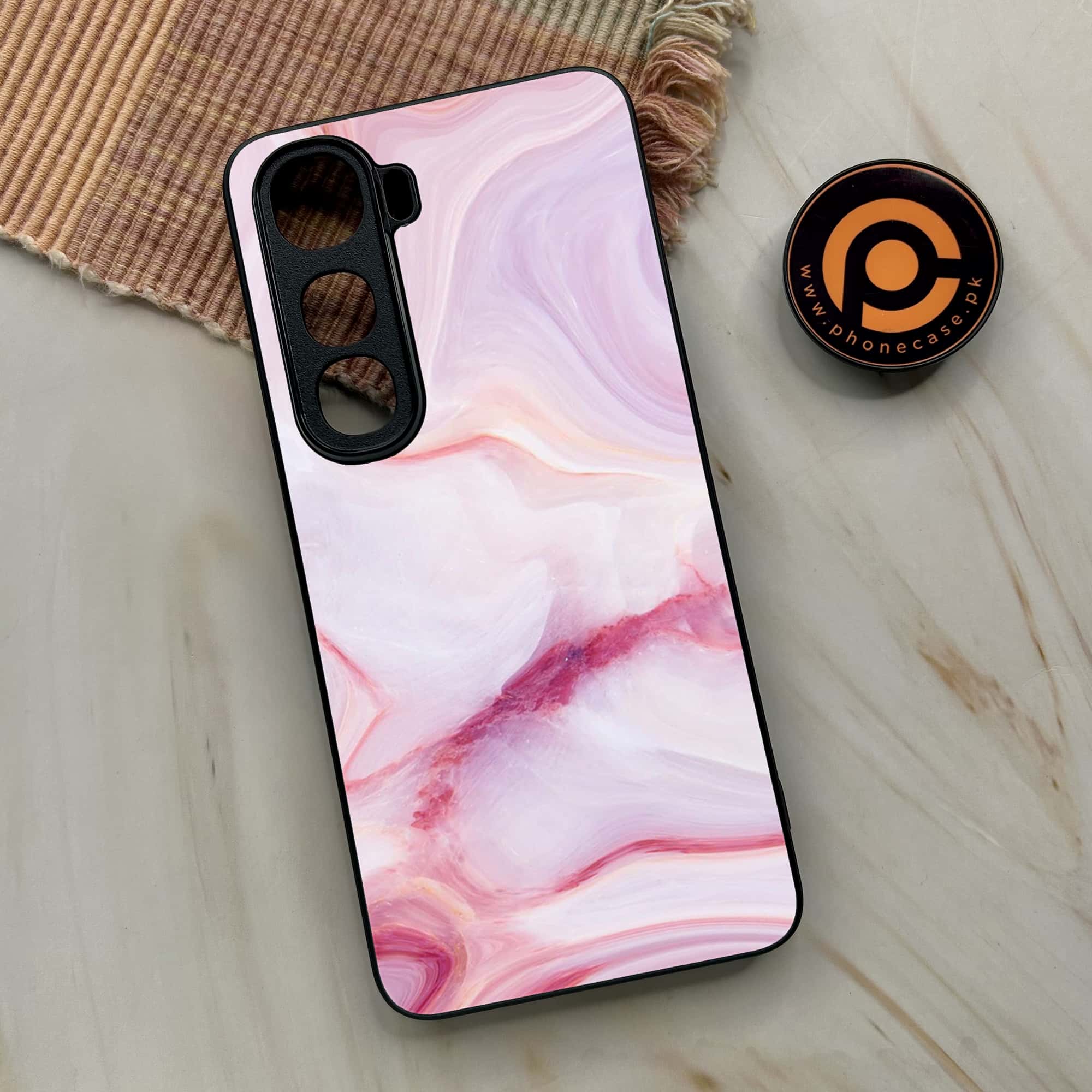 Vivo Y400 - Pink Marble Series - Premium Metal Printed soft Bumper shock Proof Case