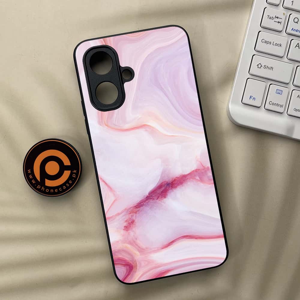 Tecno Pop 10 - Pink Marble Series - Premium Metal Printed soft Bumper Shock Proof Case
