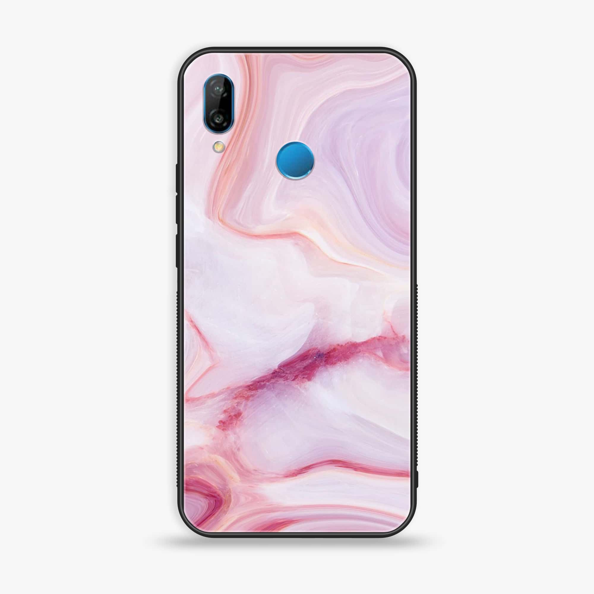 Huawei P20 lite - Pink Marble Series - Premium Printed Glass soft Bumper shock Proof Case