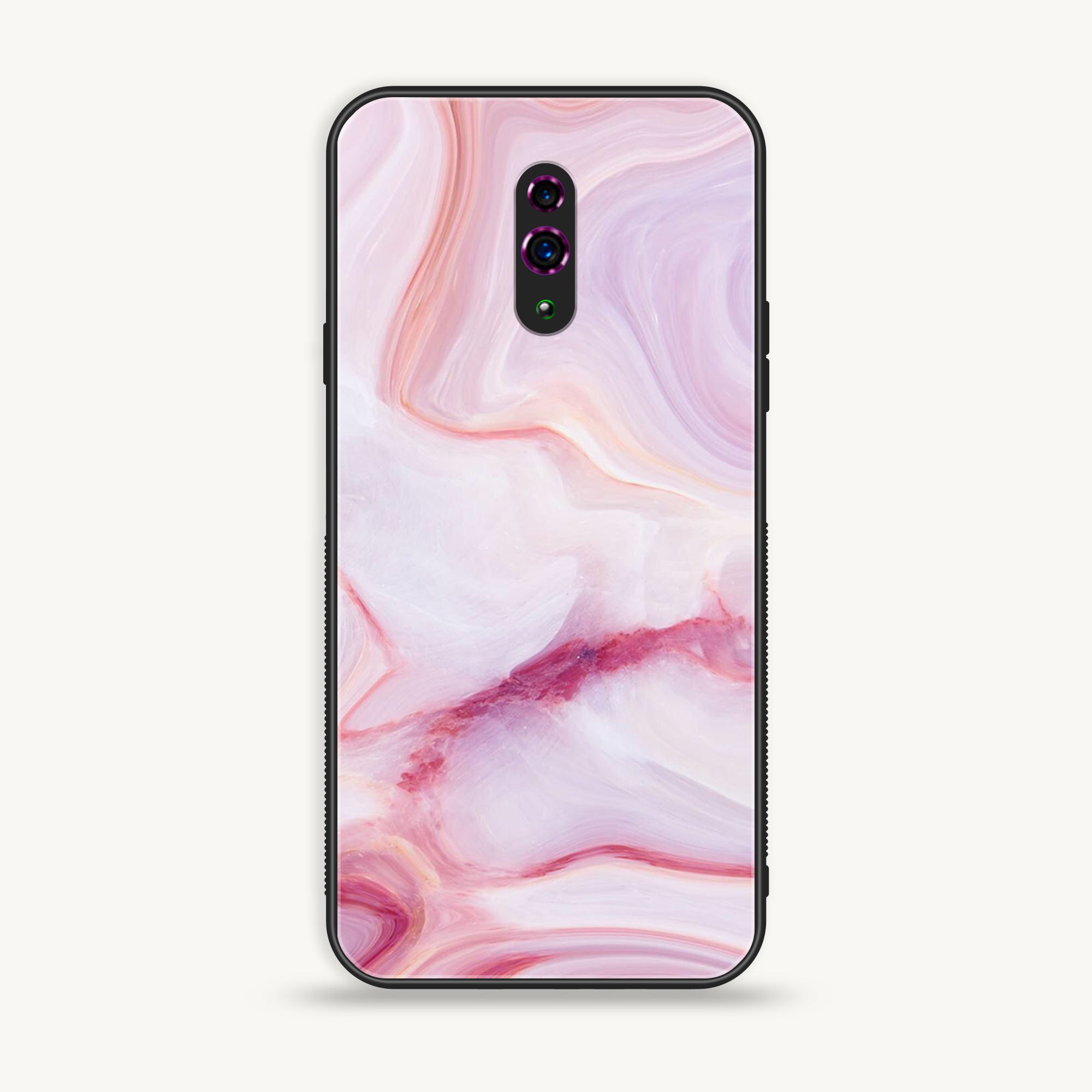 Oppo Reno - Pink Marble Series - Premium Printed Glass soft Bumper shock Proof Case