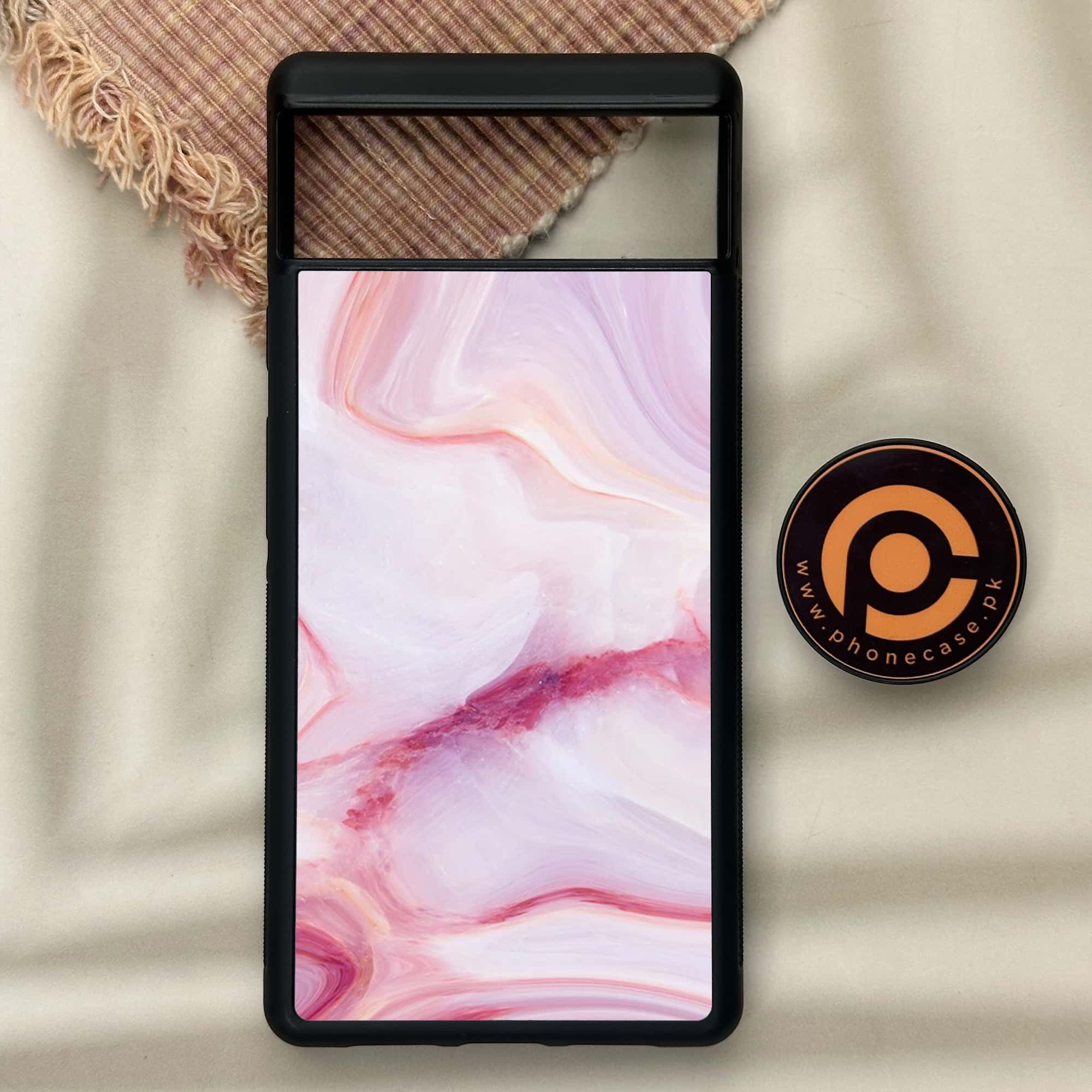 Google Pixel 6 - Pink Marble Series - Premium Metal Printed soft Bumper Shock Proof Case