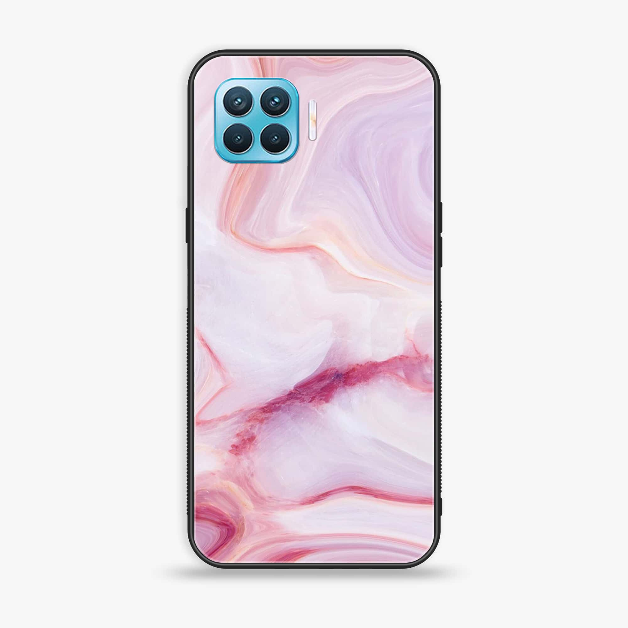 Oppo F17 Pro - Pink Marble Series - Premium Printed Glass soft Bumper shock Proof Case