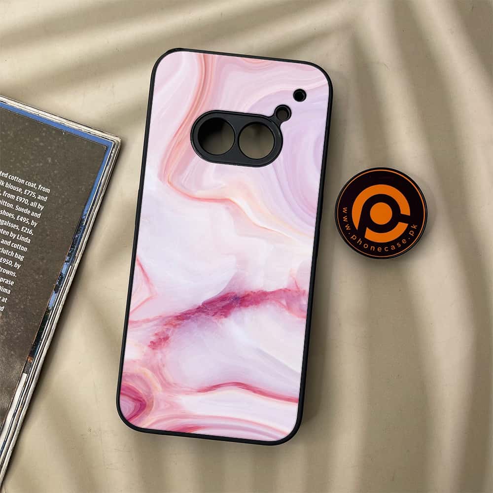 Nothing Phone (2a) - Pink Marble Series - Premium Metal Printed soft Bumper Shock Proof Case