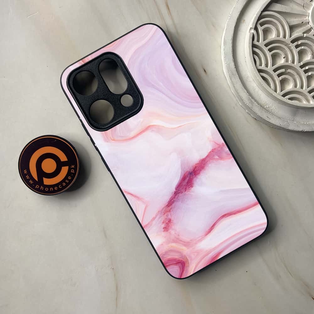 Oppo Reno 14 5G - Pink Marble Series - Premium Metal Printed soft Bumper shock Proof Case