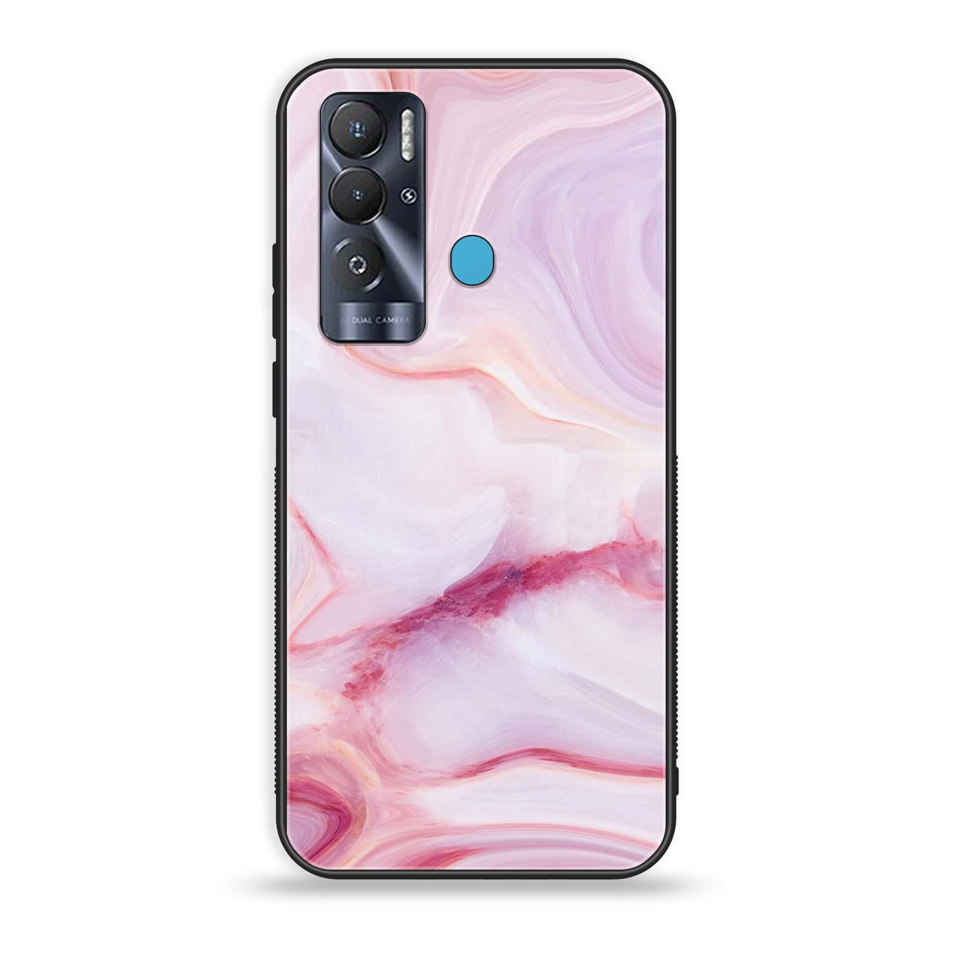 Tecno Pova Neo Pink Marble Premium Printed Glass soft Bumper shock Proof Case