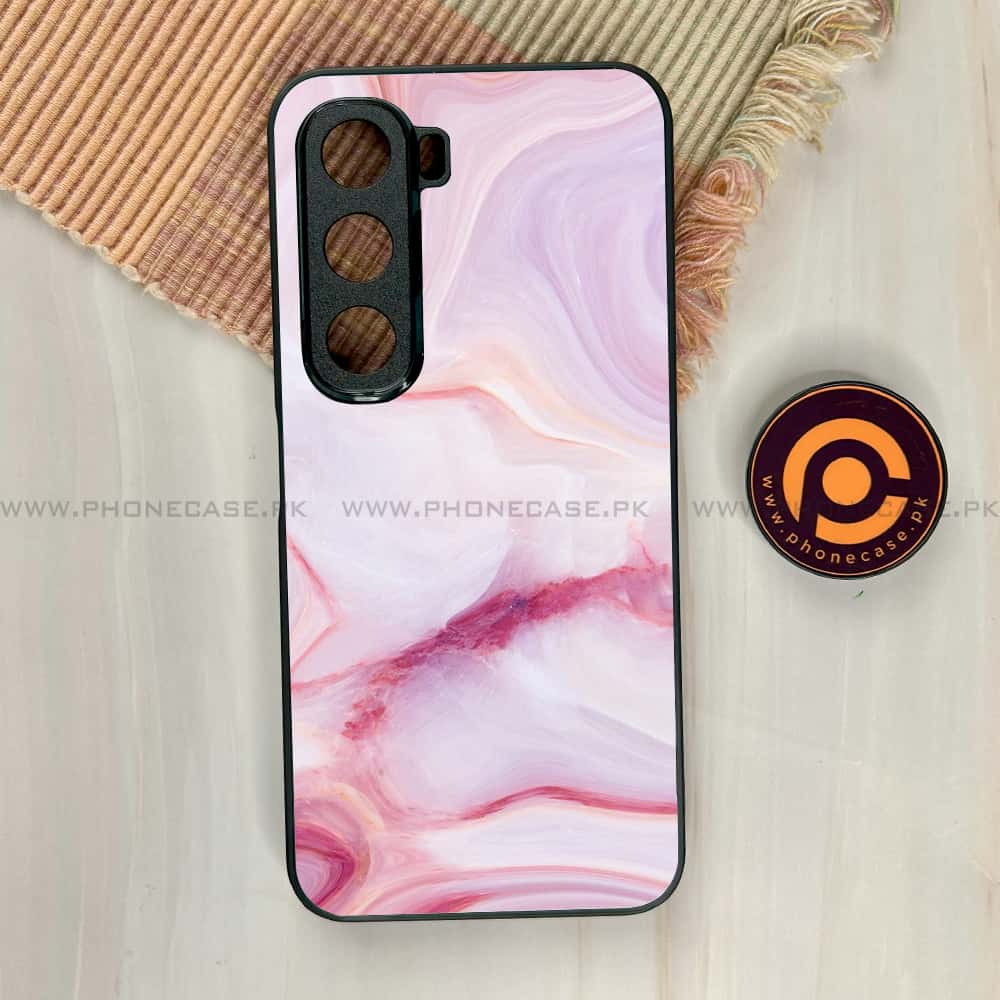 Infinix Hot 60i - Pink Marble Series - Premium Metal Printed soft Bumper shock Proof Case