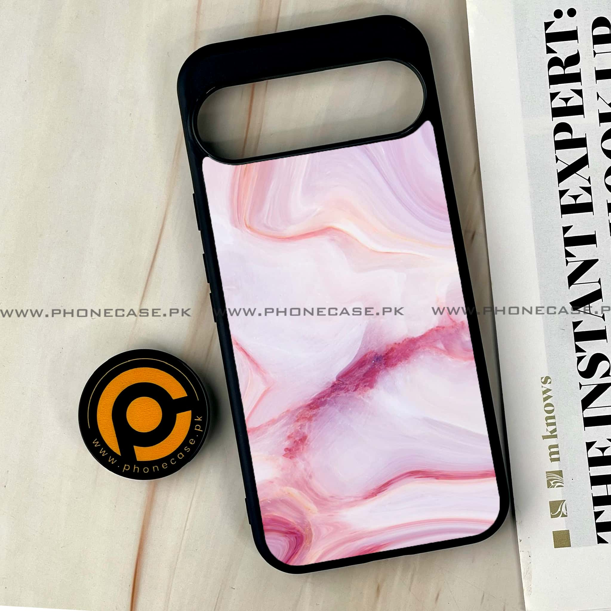 Google Pixel 9 Pro XL - Pink Marble Series - Premium Printed Glass soft Bumper shock Proof Case