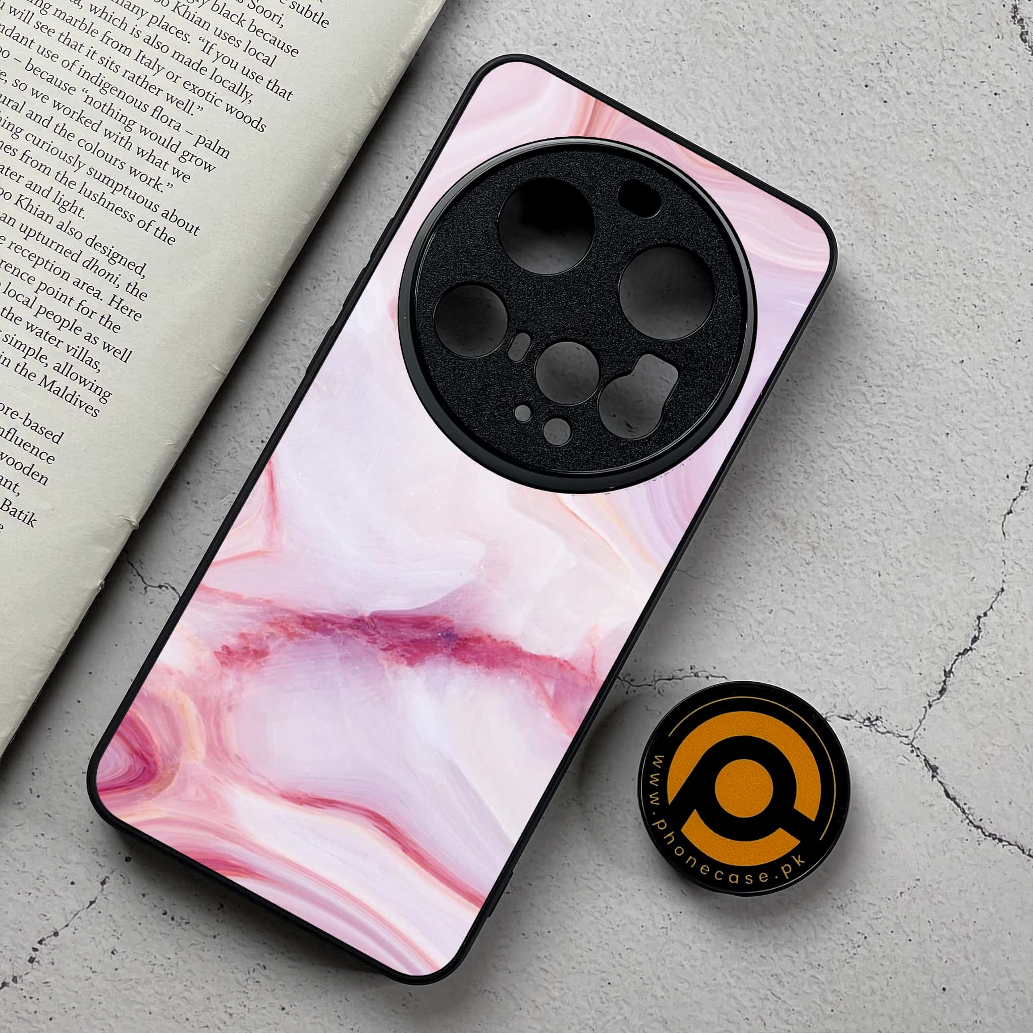 Xiaomi 15 Ultra - Pink Marble Series - Premium Metal Printed Soft Bumper Shockproof Case