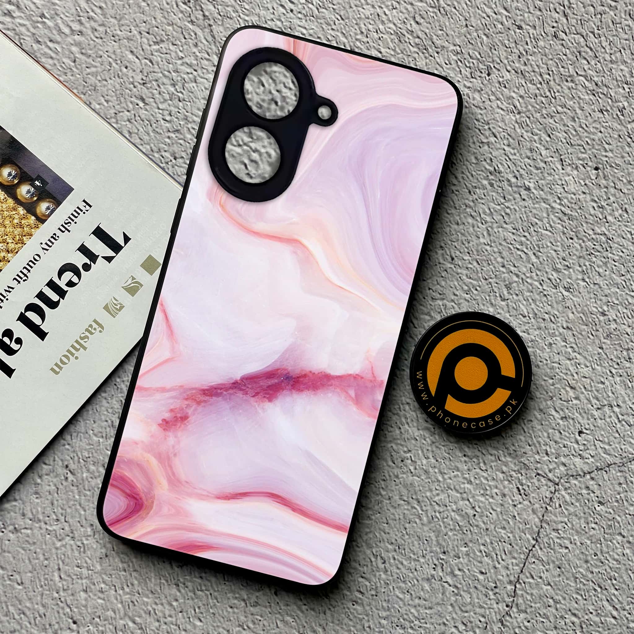 Xiaomi Redmi A5 - Pink Marble Series - Premium Metal Printed soft Bumper shock Proof Case