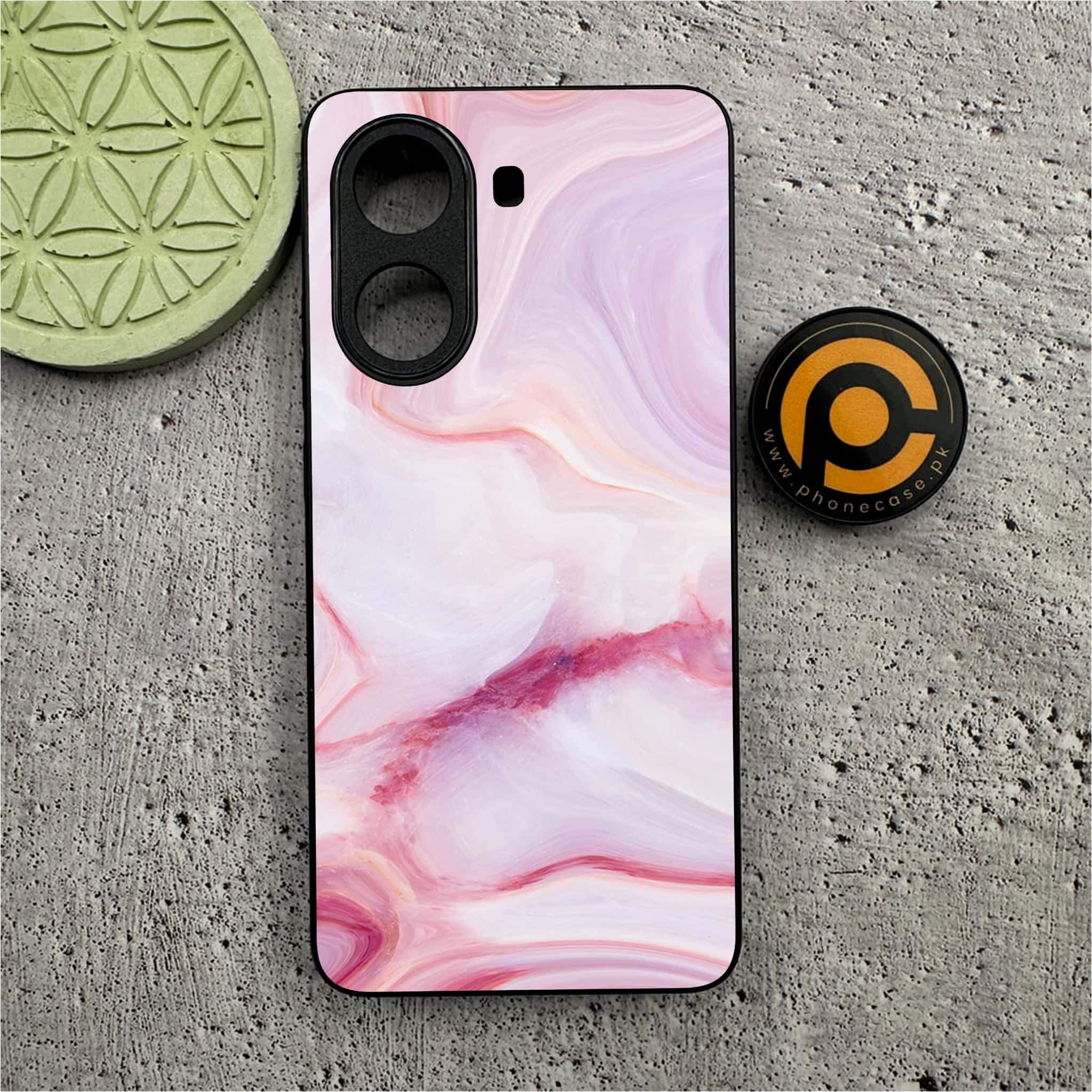 Xiaomi Poco X7 Pro 5G - Pink Marble Series - Premium Metal Printed soft Bumper shock Proof Case