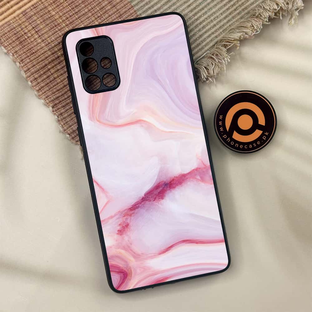 Samsung Galaxy A71 - Pink Marble Series - Premium Metal Printed soft Bumper shock Proof Case