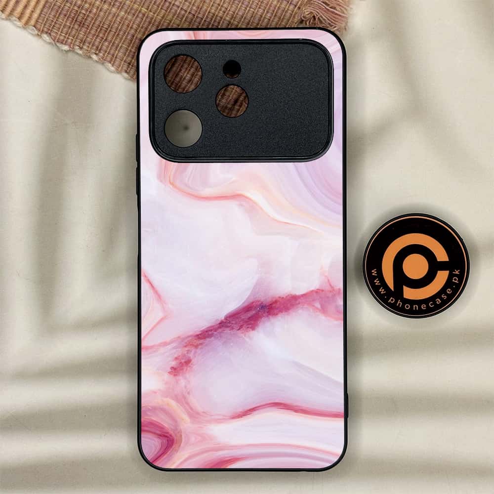 Tecno Spark 40 - Pink Marble Series - Premium Metal Printed soft Bumper shock Proof Case