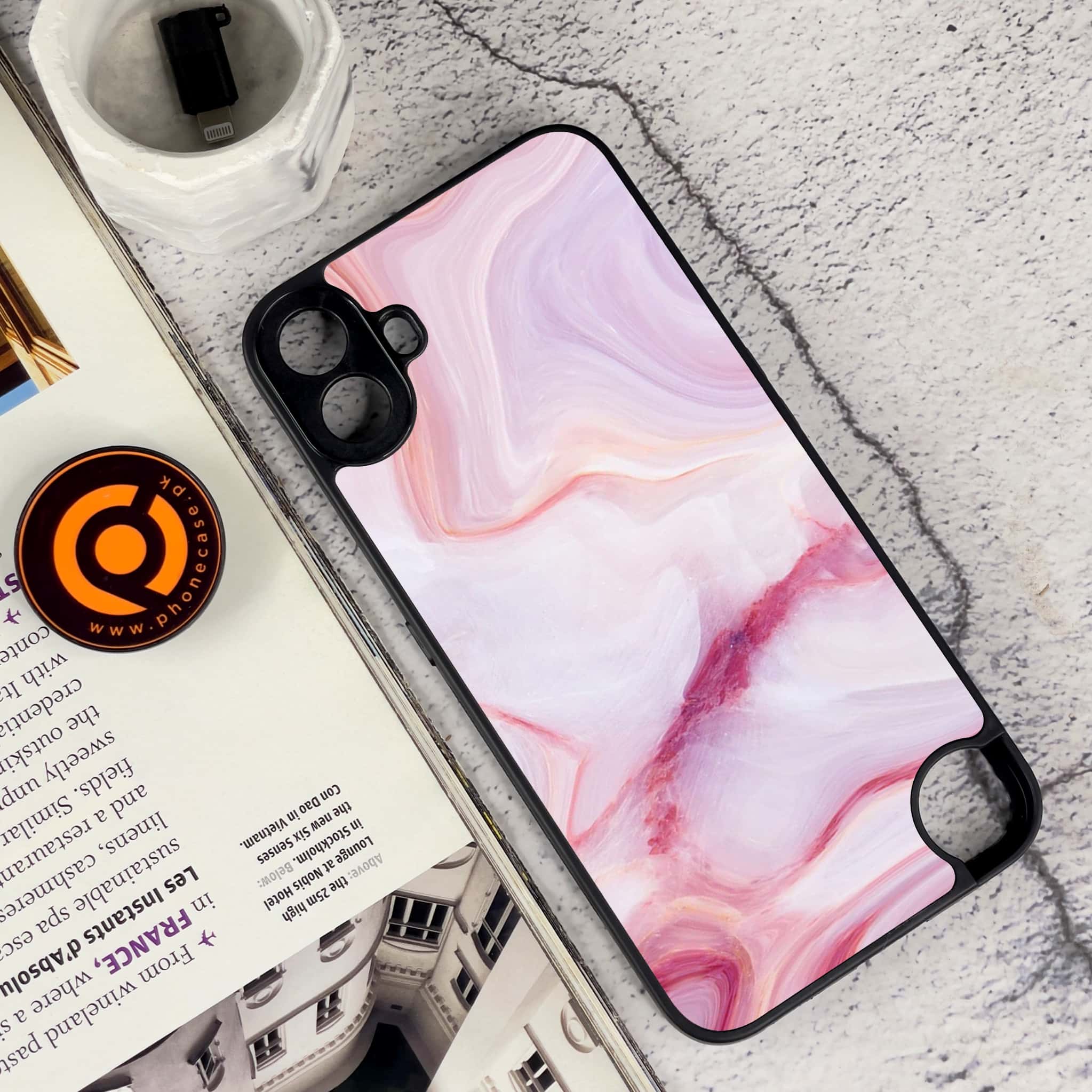 Nothing CMF Phone 1 - Pink Marble Series - Premium Metal Printed soft Bumper Shock Proof Case
