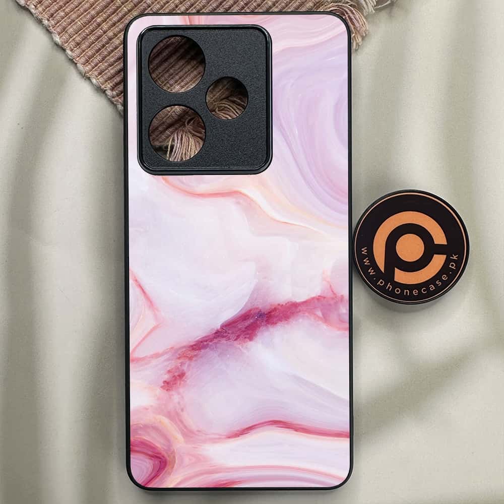 Realme GT 7 - Pink Marble Series - Premium Metal Printed soft Bumper shock Proof Case