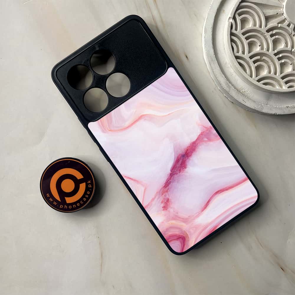 Xiaomi Poco F6 Pro - Pink Marble Series - Premium Metal Printed soft Bumper shock Proof Case