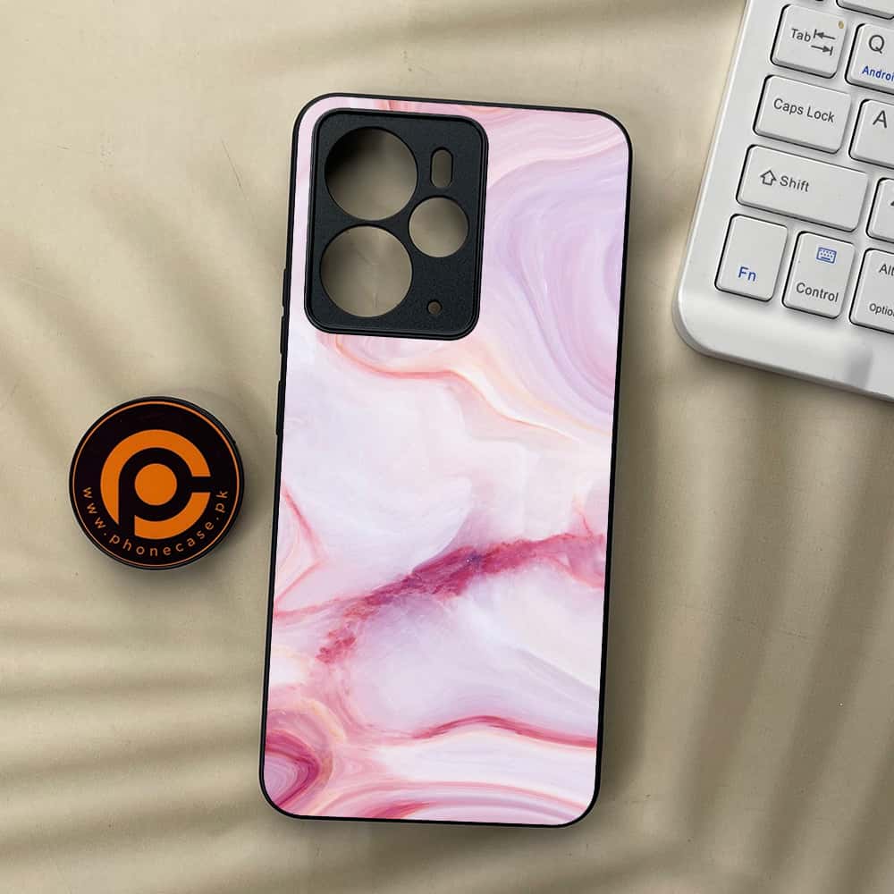 Realme 14 5G - Pink Marble Series - Premium Metal Printed soft Bumper Shock Proof Case