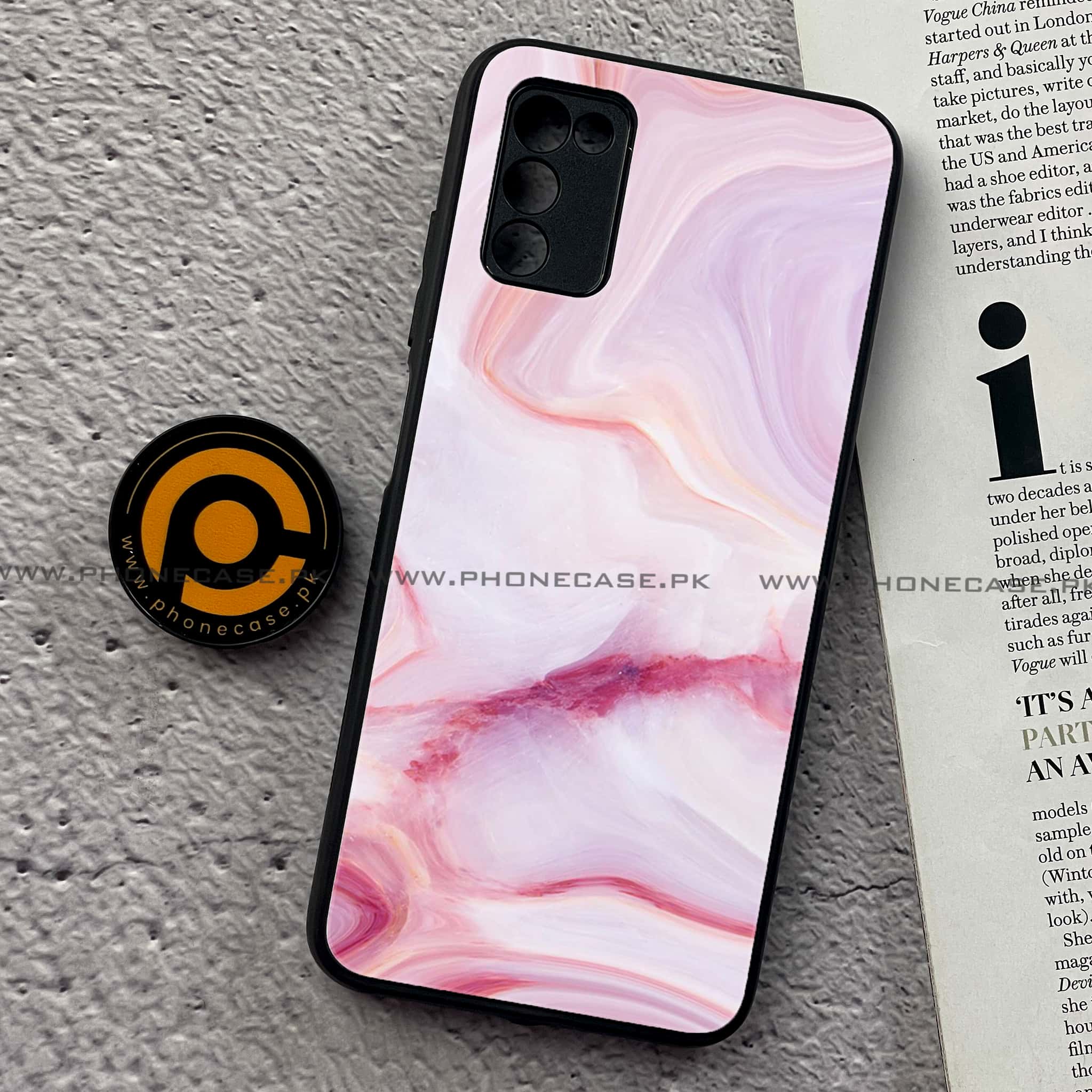 Samsung Galaxy A02s - Pink Marble Series - Premium Printed Metal soft Bumper shock Proof Case