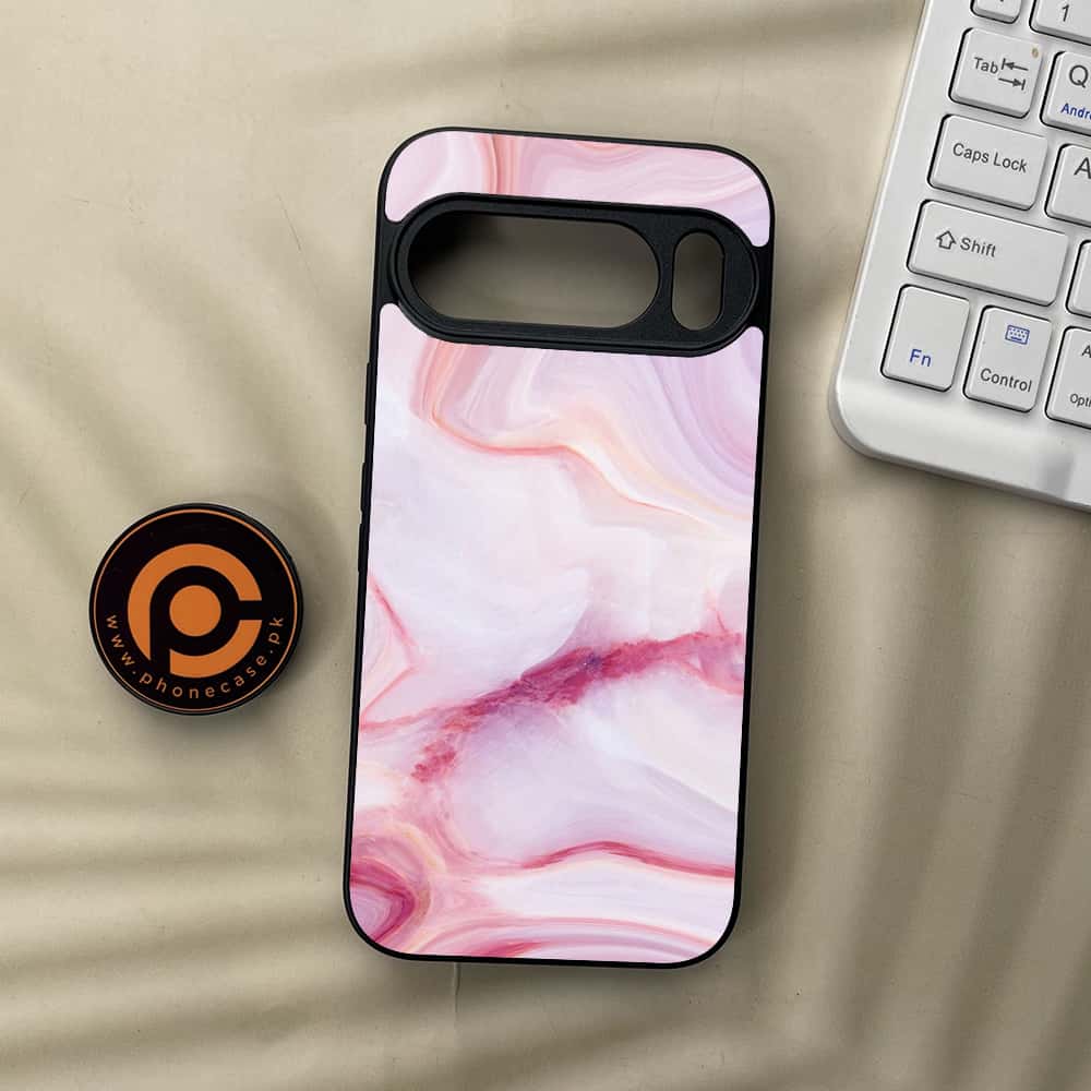 Google Pixel 10  - Pink Marble Series - Premium Metal Printed soft Bumper Shockof Case