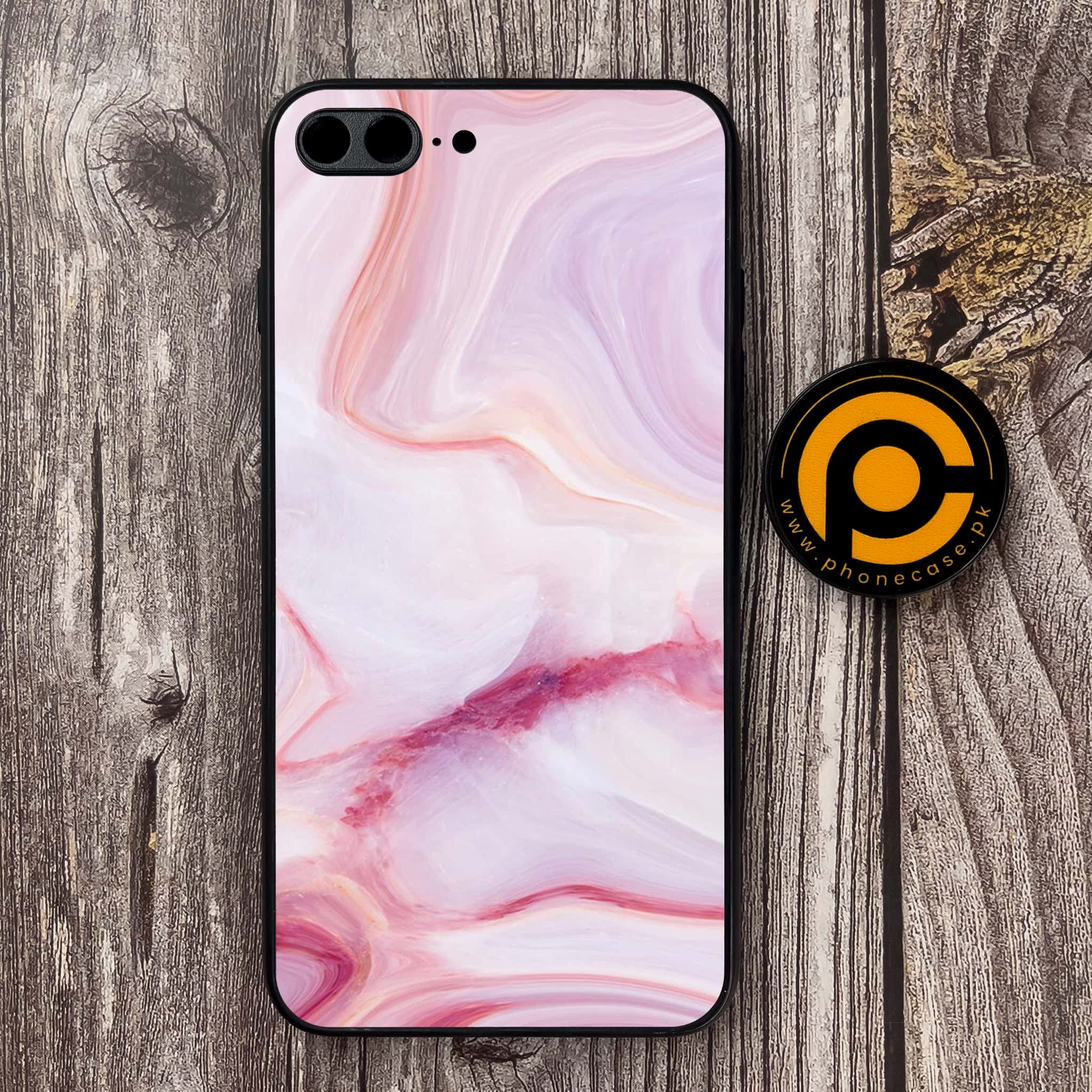 iPhone 7 Plus/ 8 Plus - Pink Marble Series - Premium Metal Printed soft Bumper shock Proof Case