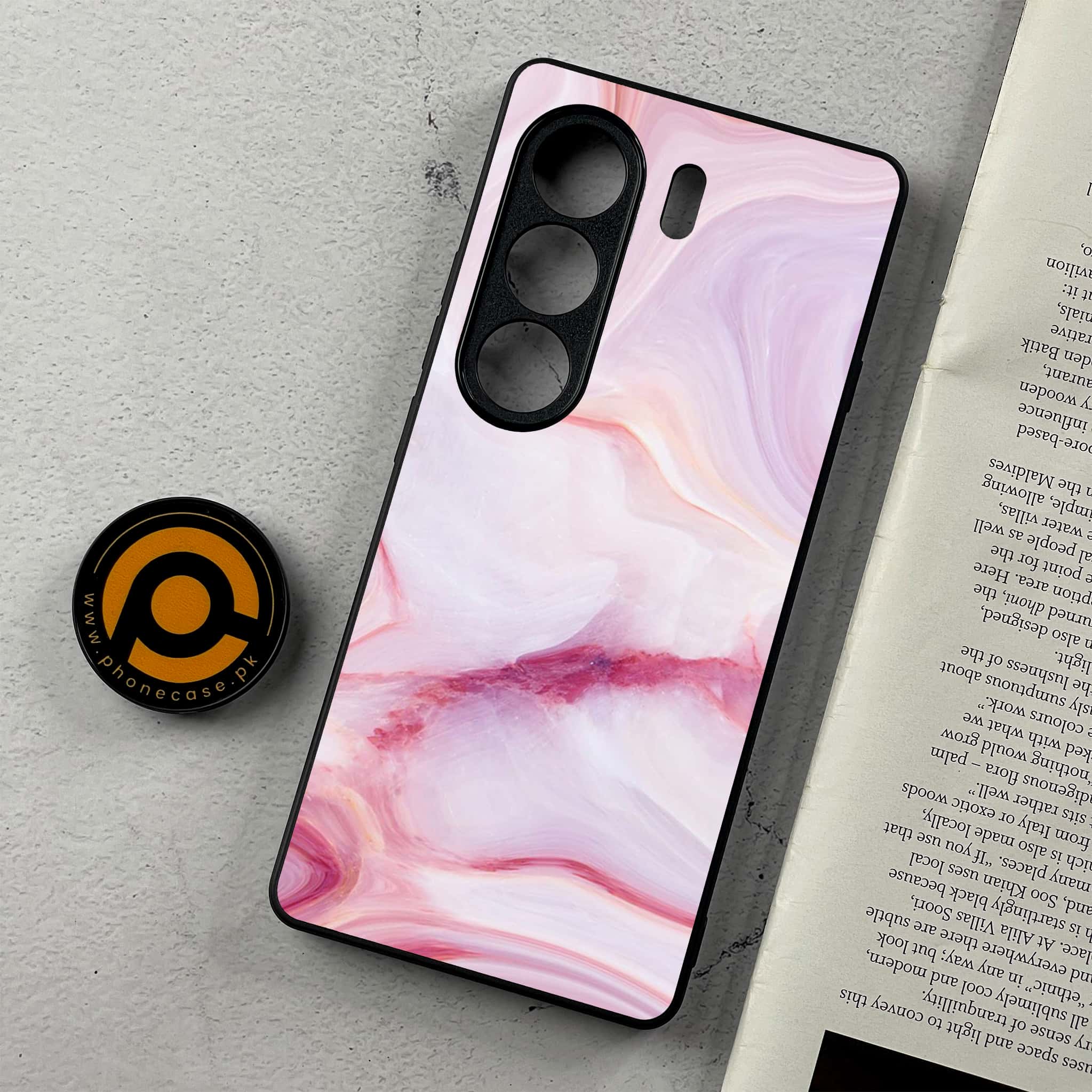 Tecno Camon 40 Pro - Pink Marble Series - Premium Metal Printed Soft Bumper Shockproof Case