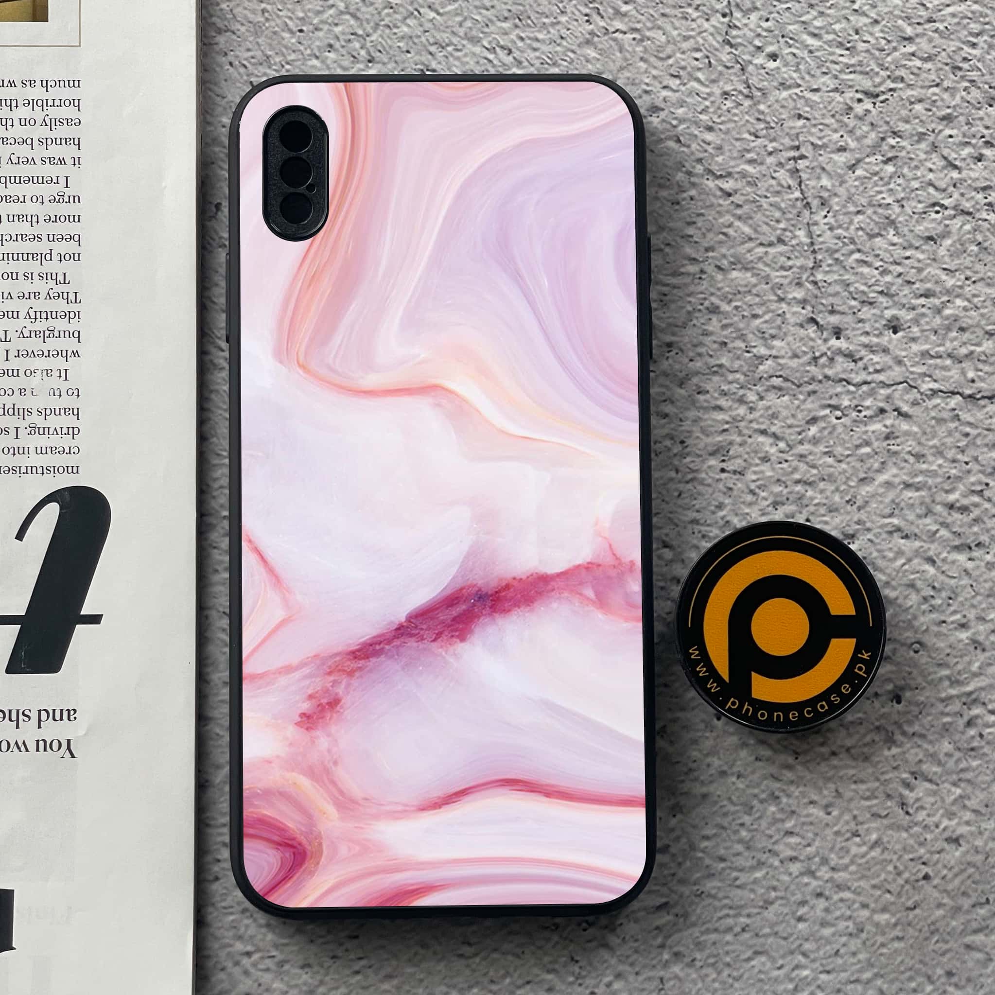 iPhone Xs Max - Pink Marble Series - Premium Metal Printed soft Bumper shock Proof Case