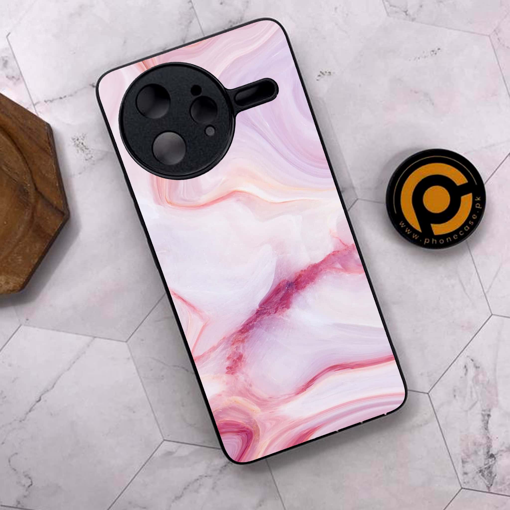 Xiaomi Poco F7 Ultra 5G - Pink Marble Series - Premium Metal Printed soft Bumper shock Proof Case