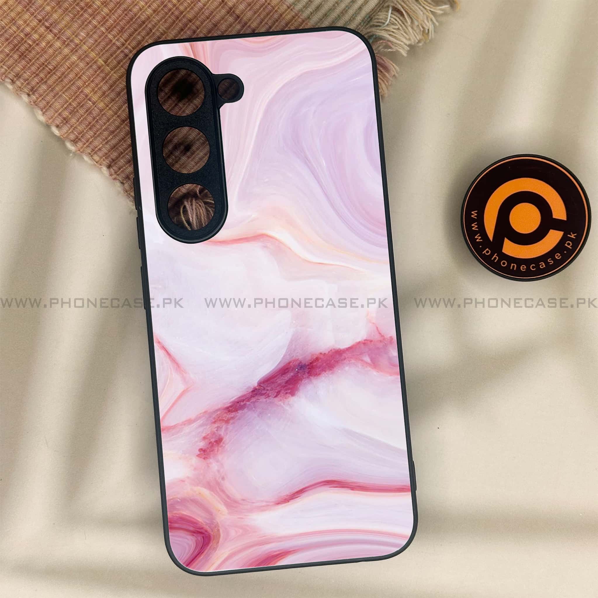 Tecno Spark 40 Pro - Pink Marble Series - Premium Metal Printed soft Bumper shock Proof Case