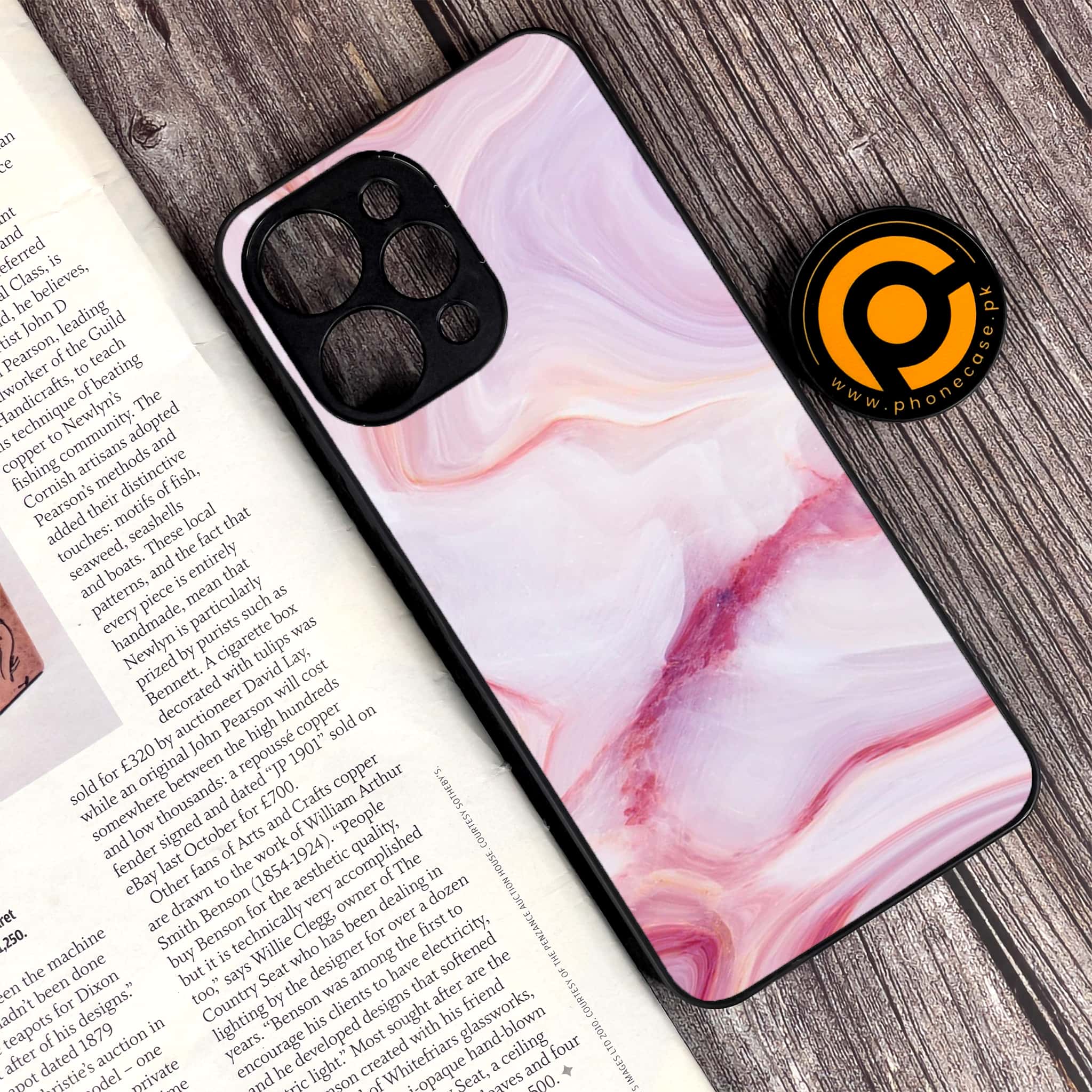 Xiaomi Redmi 12 - Pink Marble Series - Premium Printed Glass soft Bumper shock Proof Case