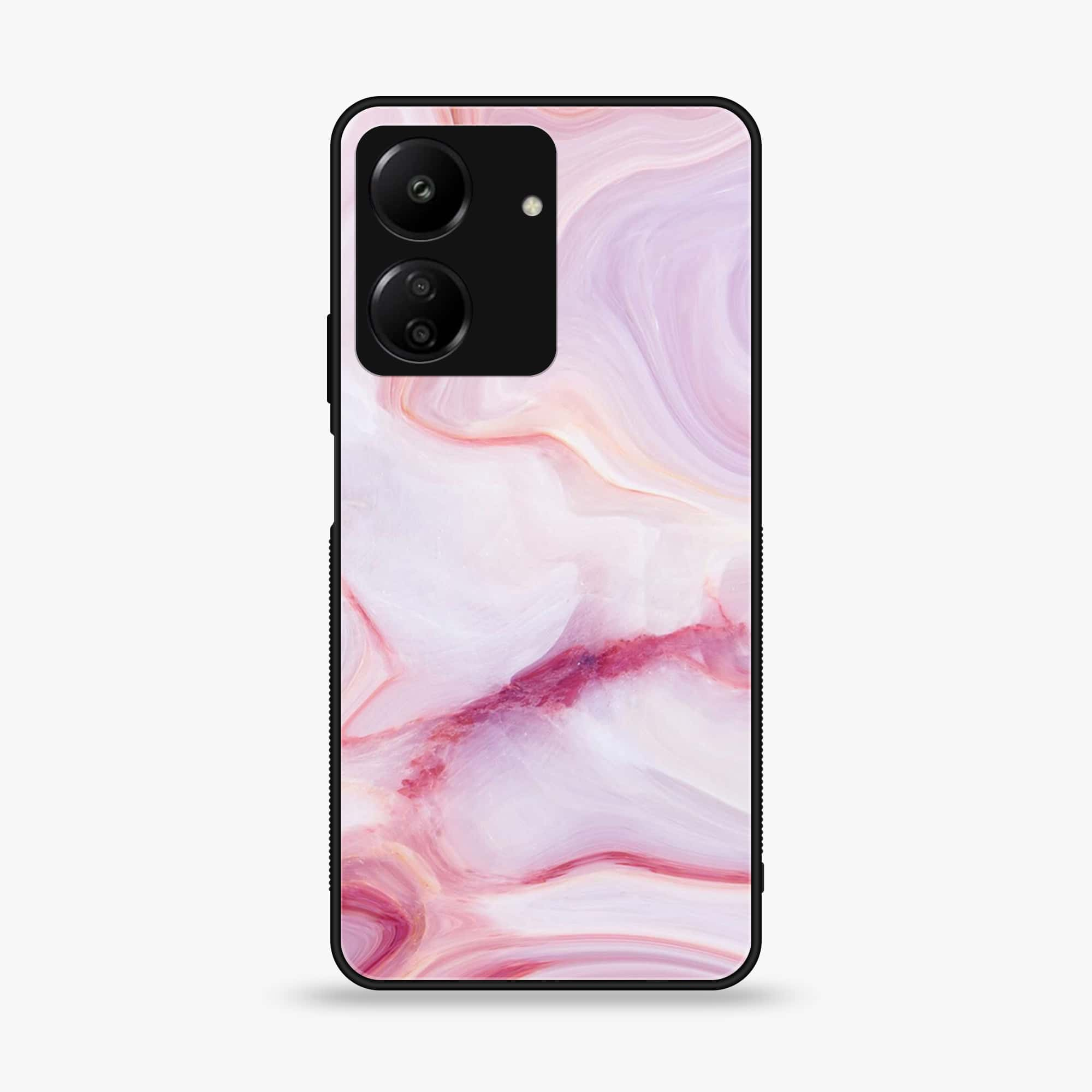 Xiaomi Poco C65 - Pink Marble Series - Premium Printed Glass soft Bumper shock Proof Case