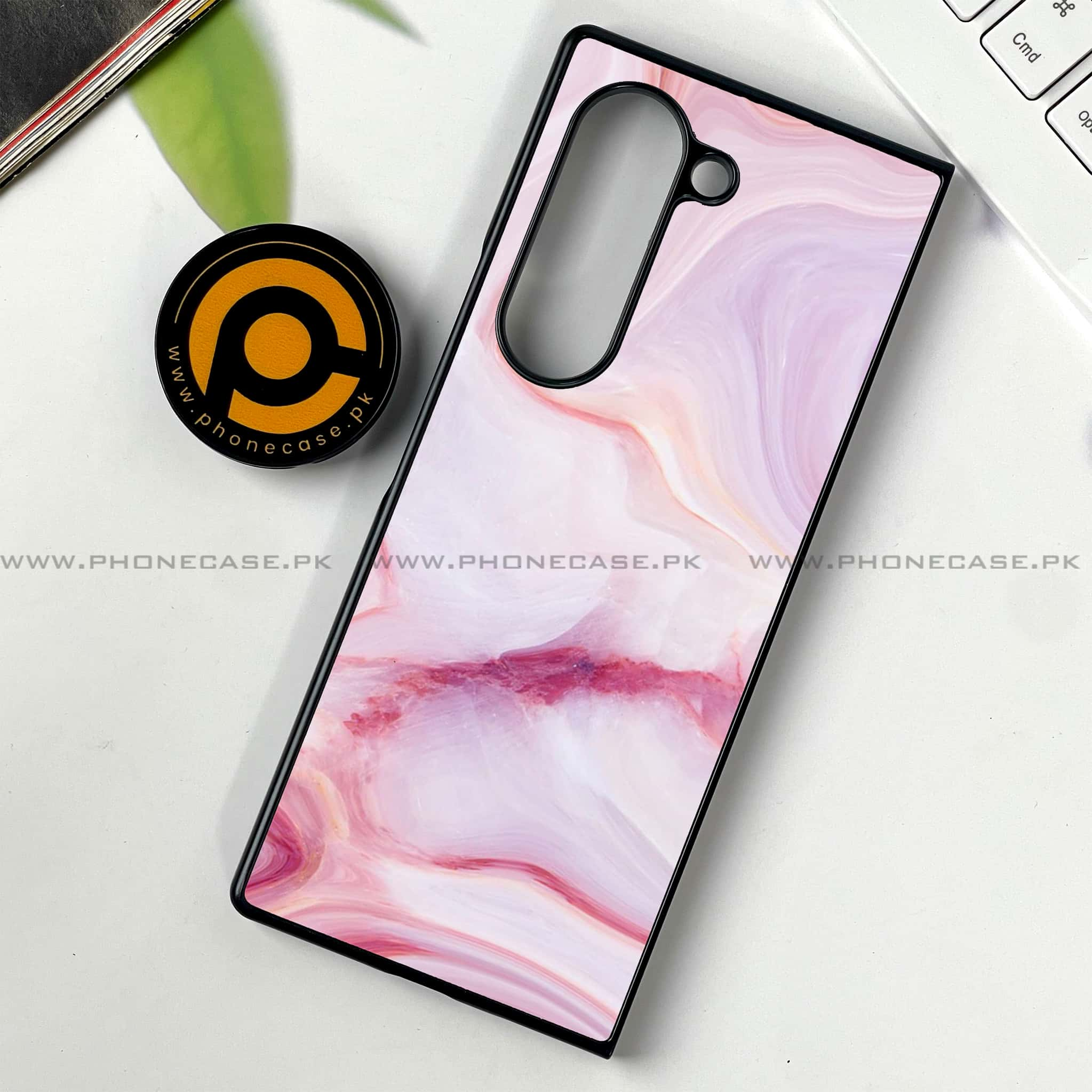 Samsung Galaxy Z Fold 6 - Pink Marble Series - Premium Printed Metal soft Bumper shock Proof Case