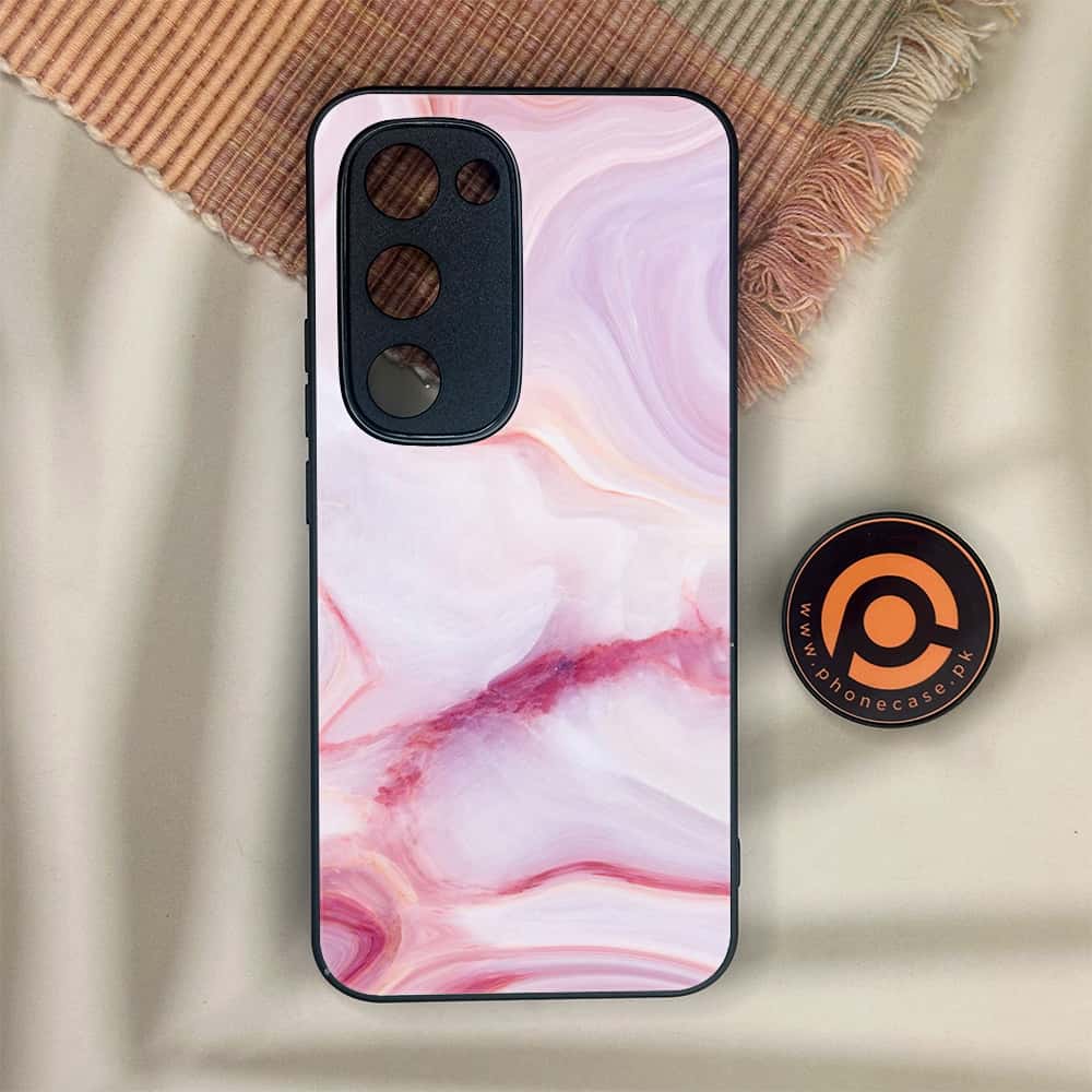 Tecno Spark 40 Pro Plus - Pink Marble Series - Premium Metal Printed soft Bumper shock Proof Case