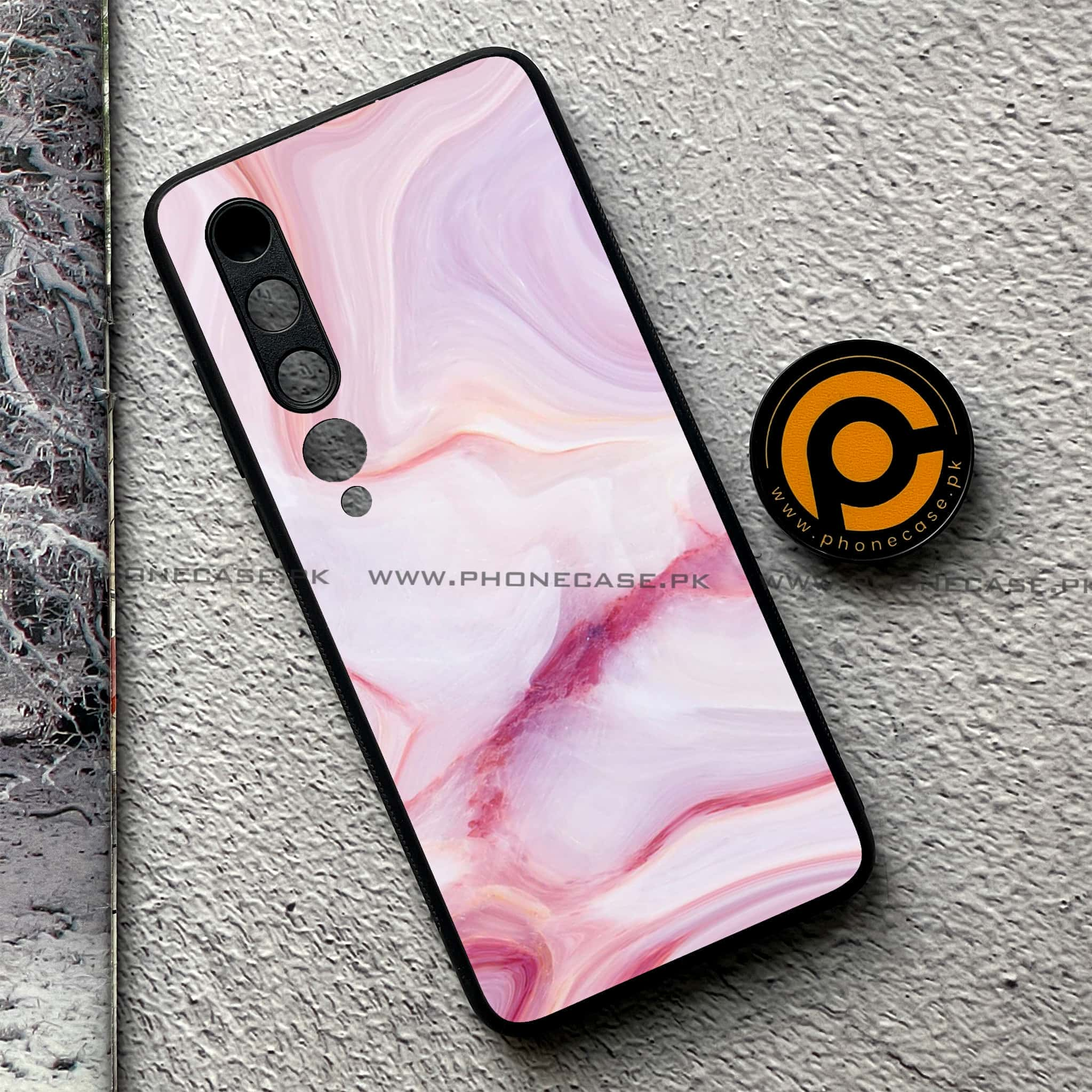 Xiaomi Mi 10 - Pink Marble Series - Premium Printed Glass soft Bumper shock Proof Case