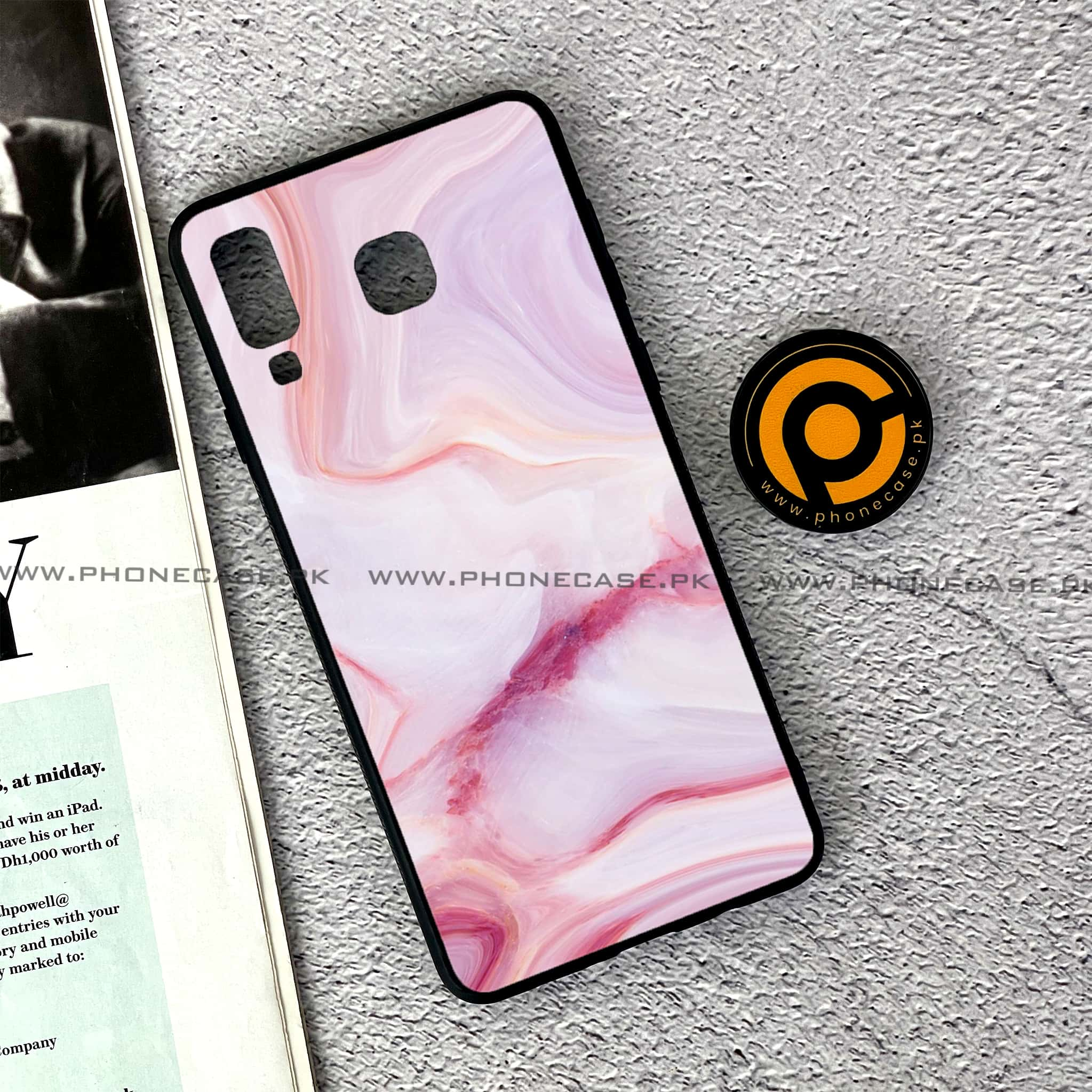 Samsung Galaxy A8 Star(A9 Star) - Pink Marble Series - Premium Printed Glass soft Bumper shock Proof Case